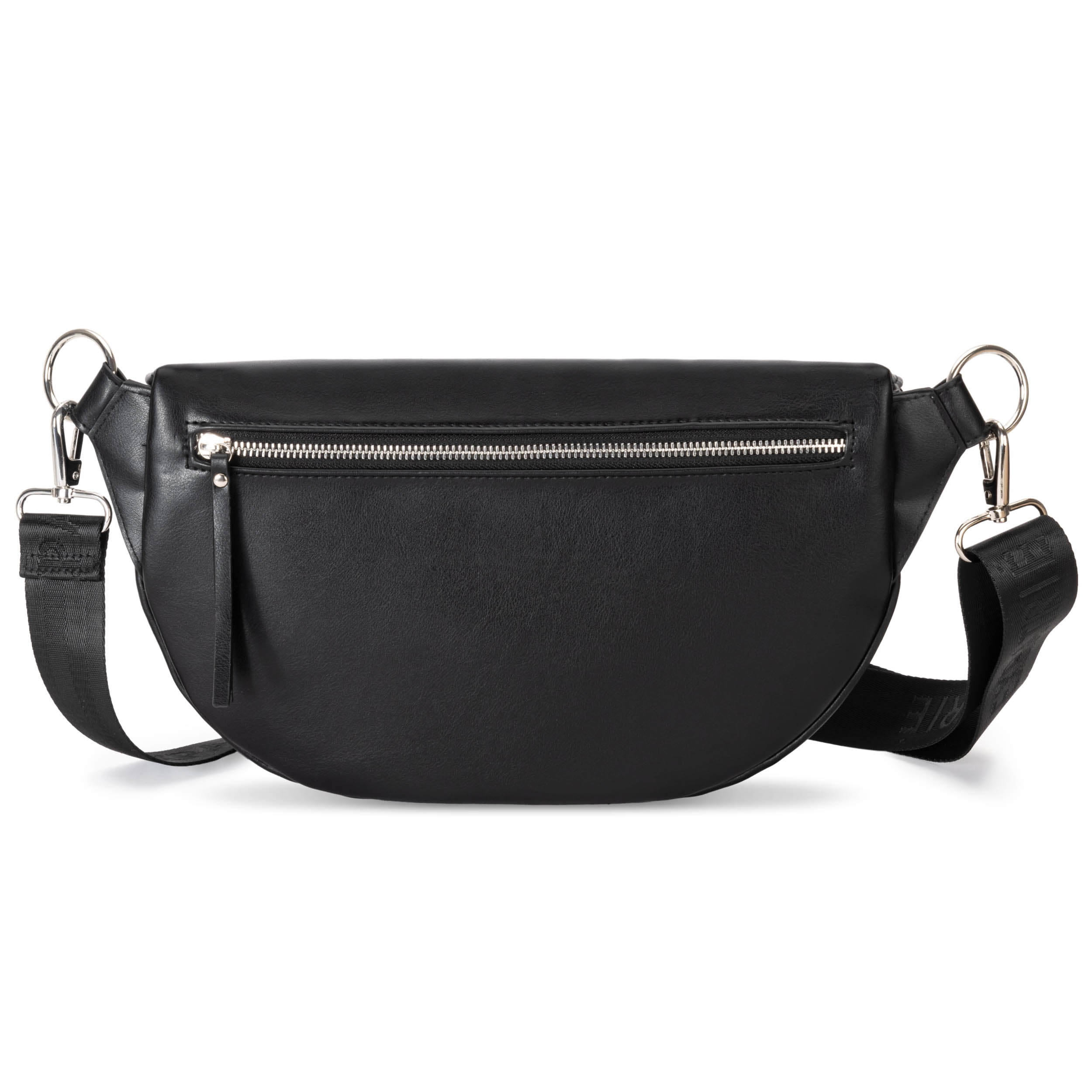 Große schwarze Bauchtasche Alice Large mit Reißverschluss und verstellbarem schwarzen Gurt