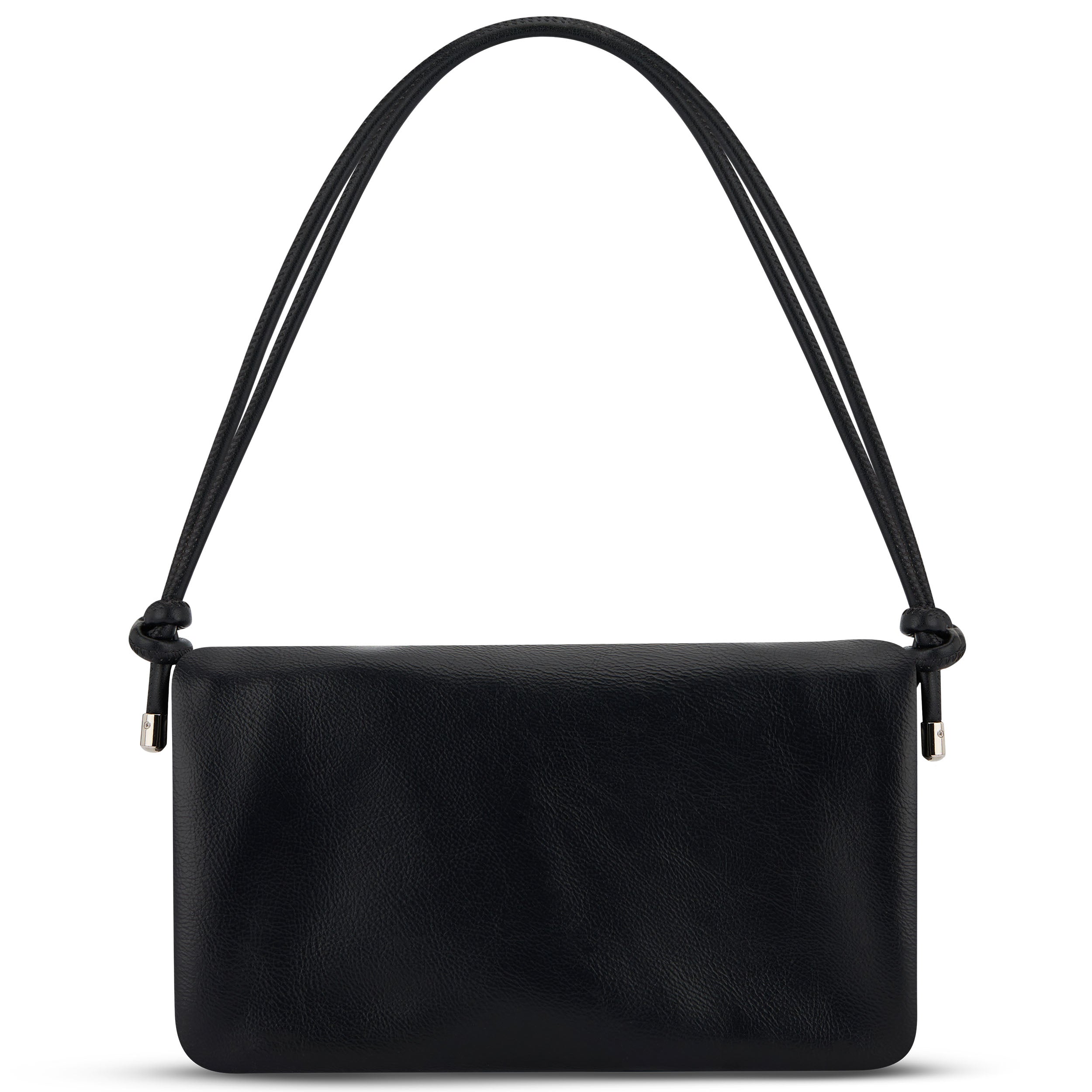 Schwarze Juliette Clutch aus Leder mit einem kurzen Henkel