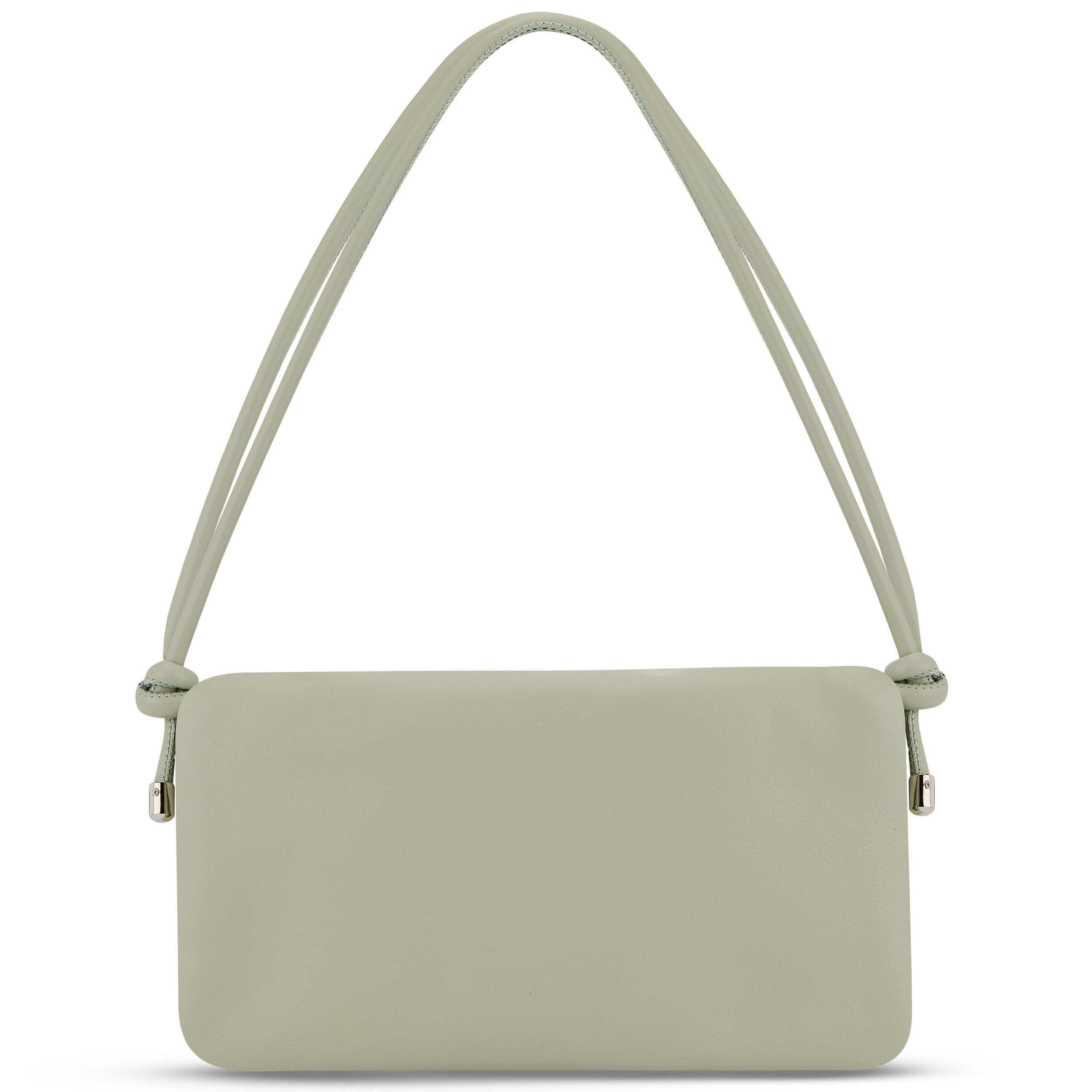 Clutch Juliette in modernem grün mit zweifach geknotetem schmalem Schulterriemen