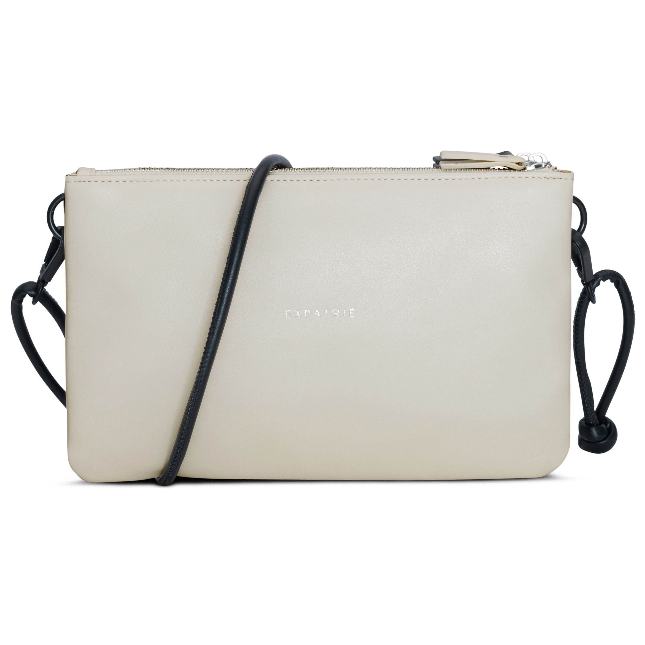 Clutch Emilie in schwarz-weiß mit Reißverschluss und verstellbarem Umhängeriemen