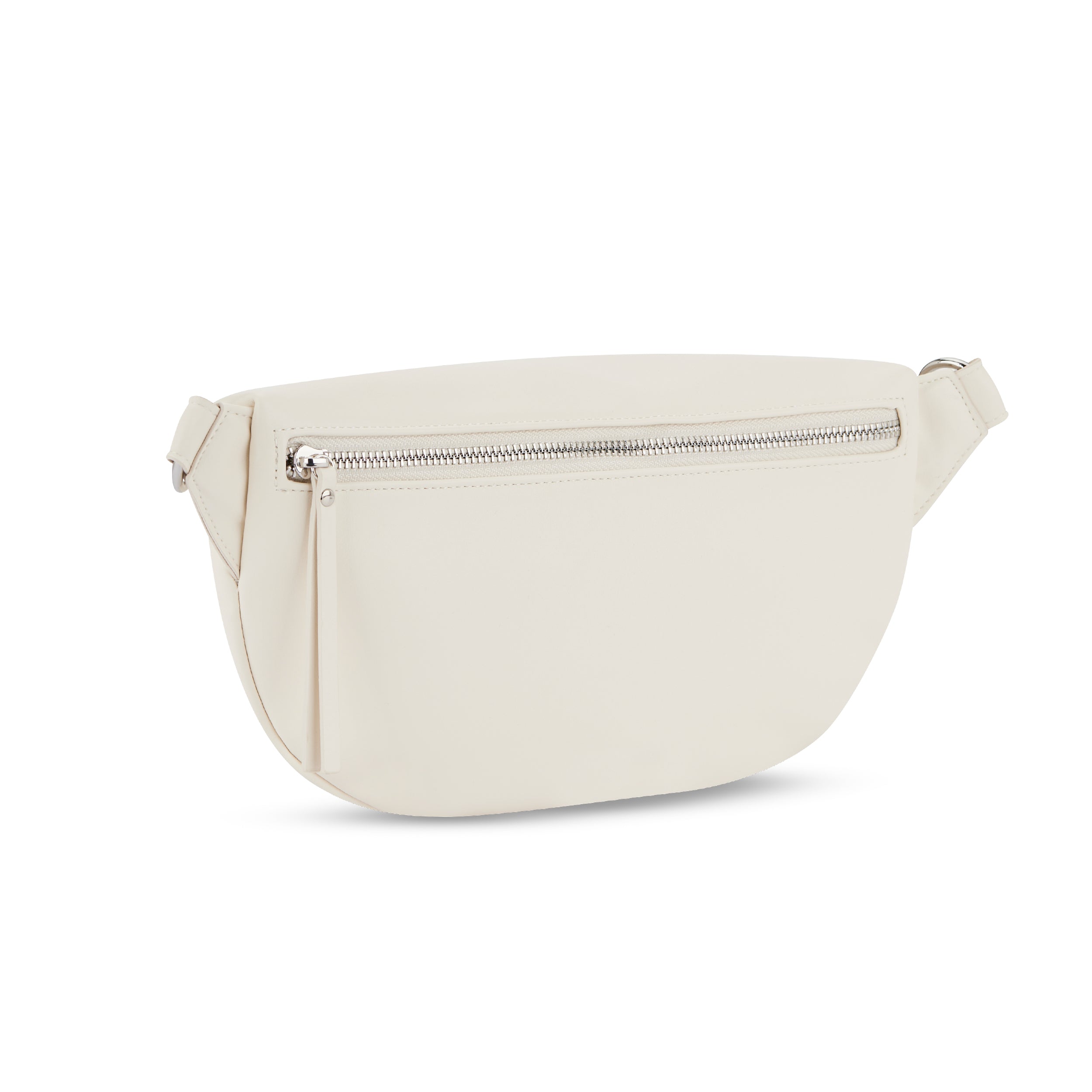 Bauchtasche Alice Medium aus cremeweißem Leder mit Reißverschluss vorne