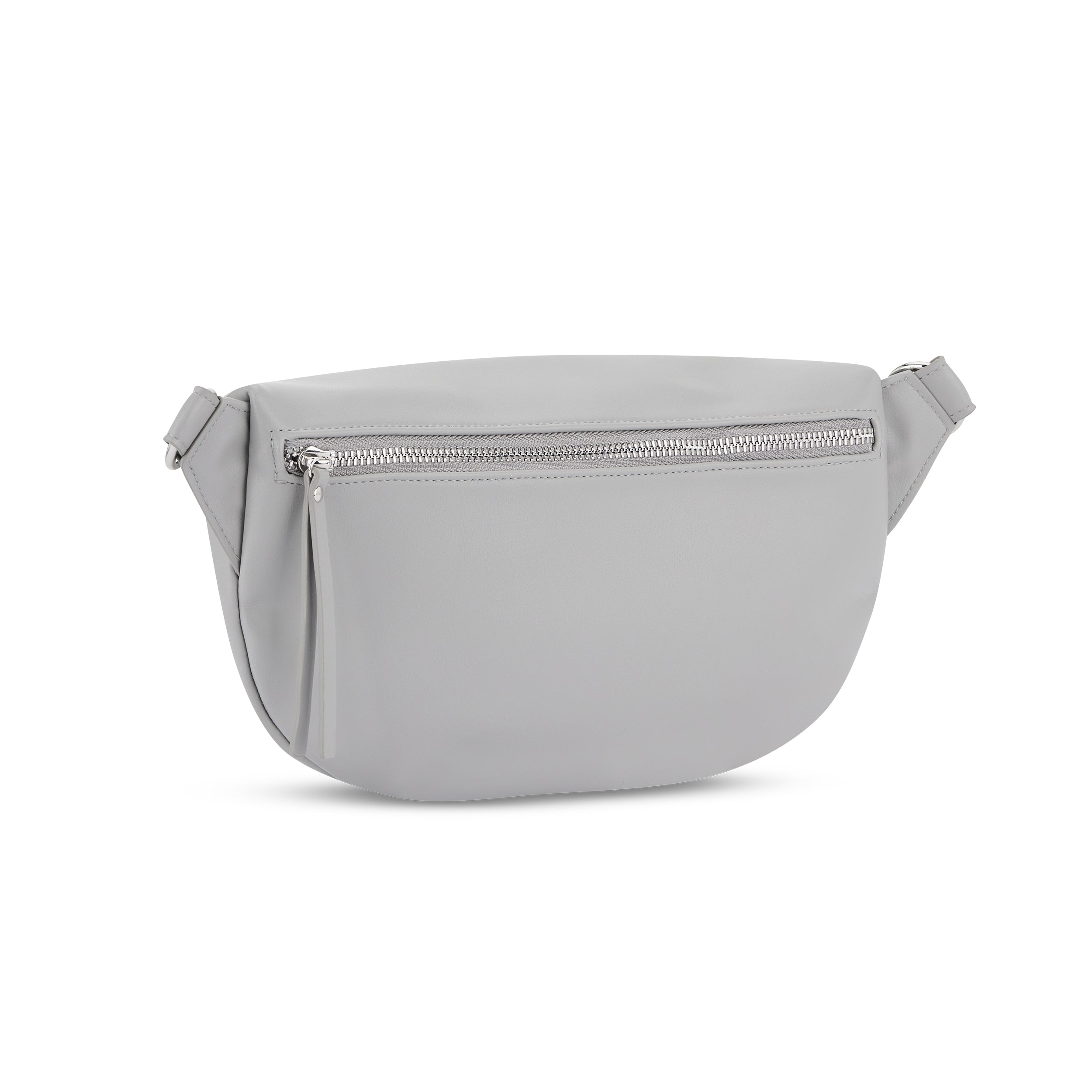 Graue Leder-Bauchtasche Alice Medium mit Reißverschluss vorne