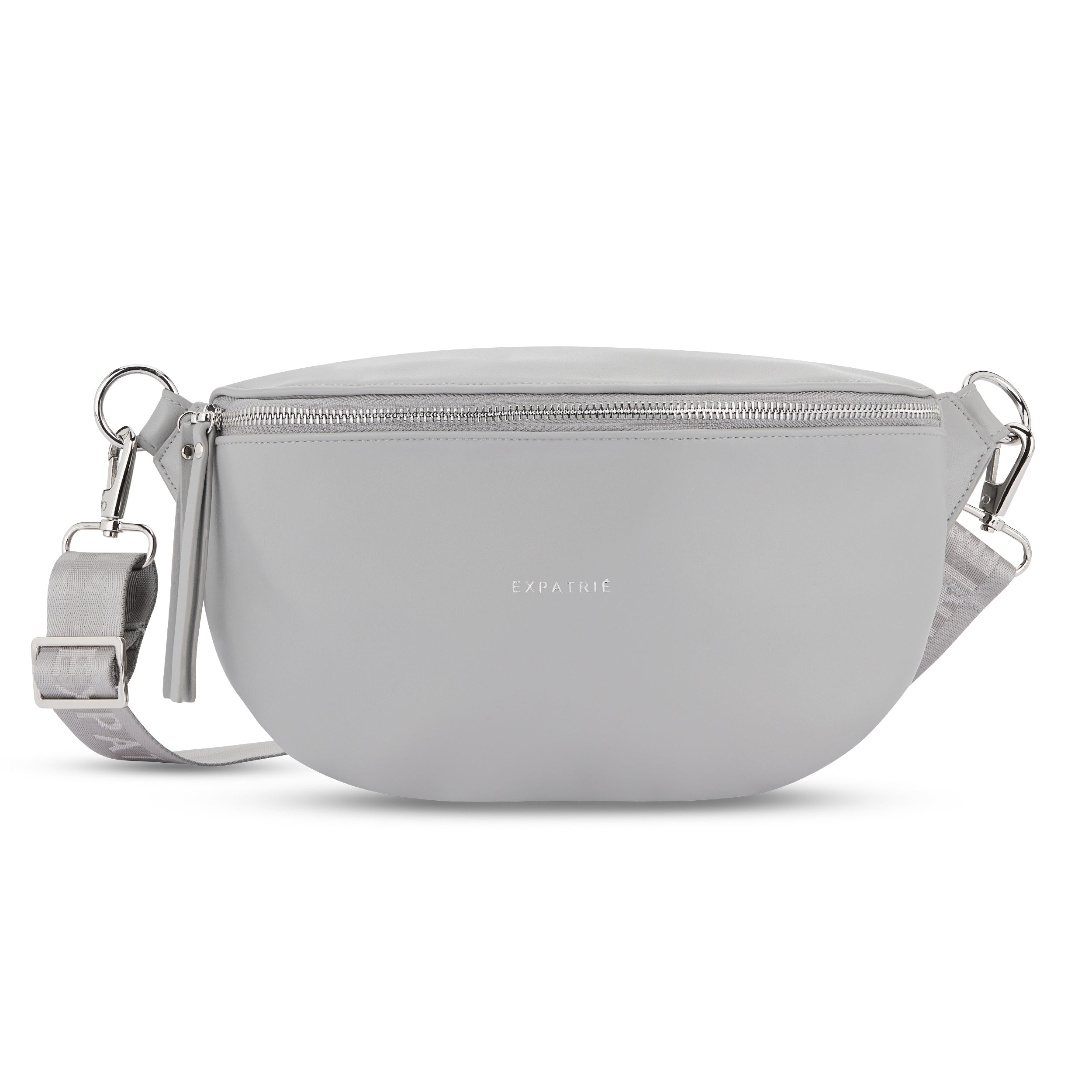 Grau matte Damen-Bauchtasche Alice Medium mit Reißverschluss und verstellbarem Gurt