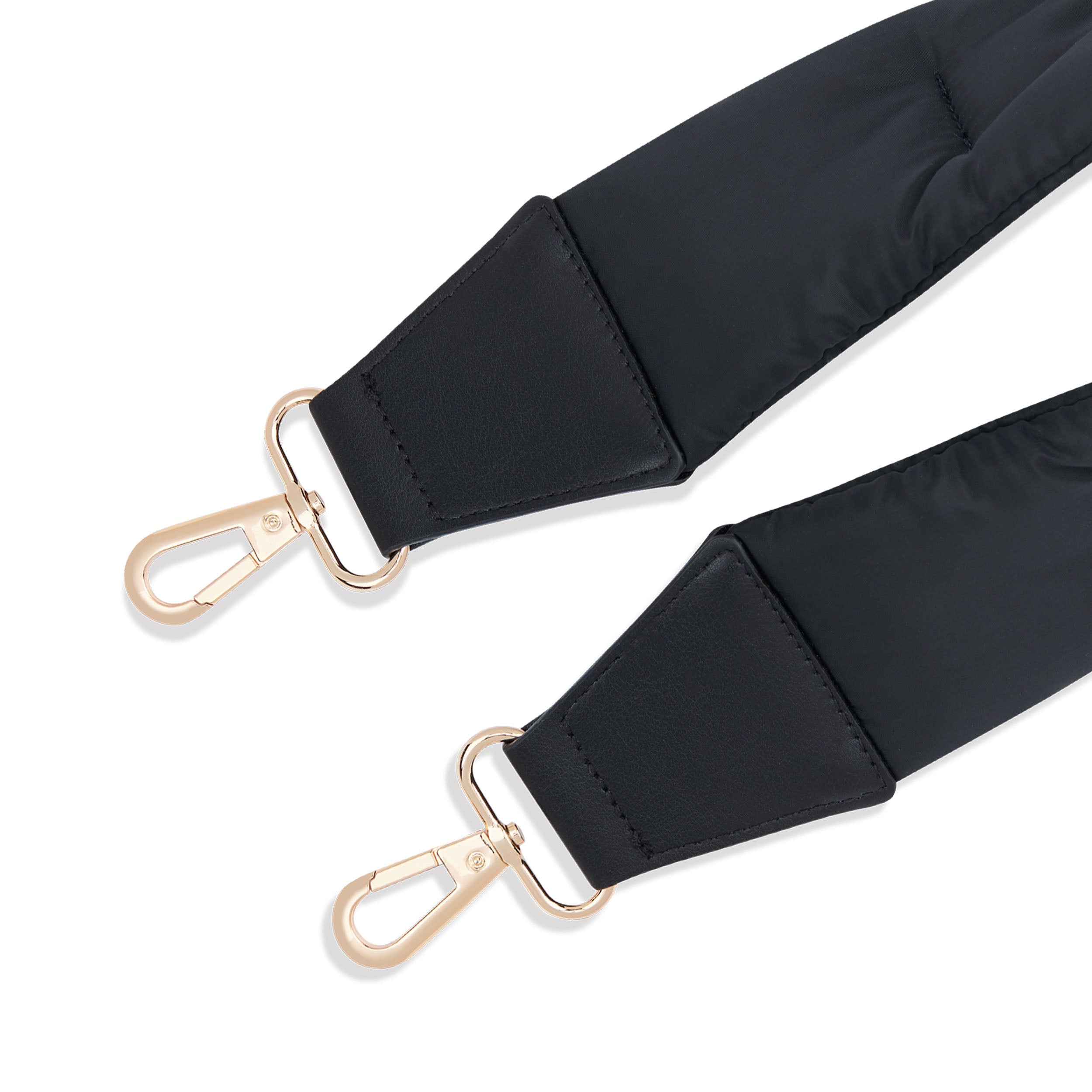 Schwarzer gepolsterter Taschenriemen 'Strap Charlène' mit goldfarbenen Metallhaken