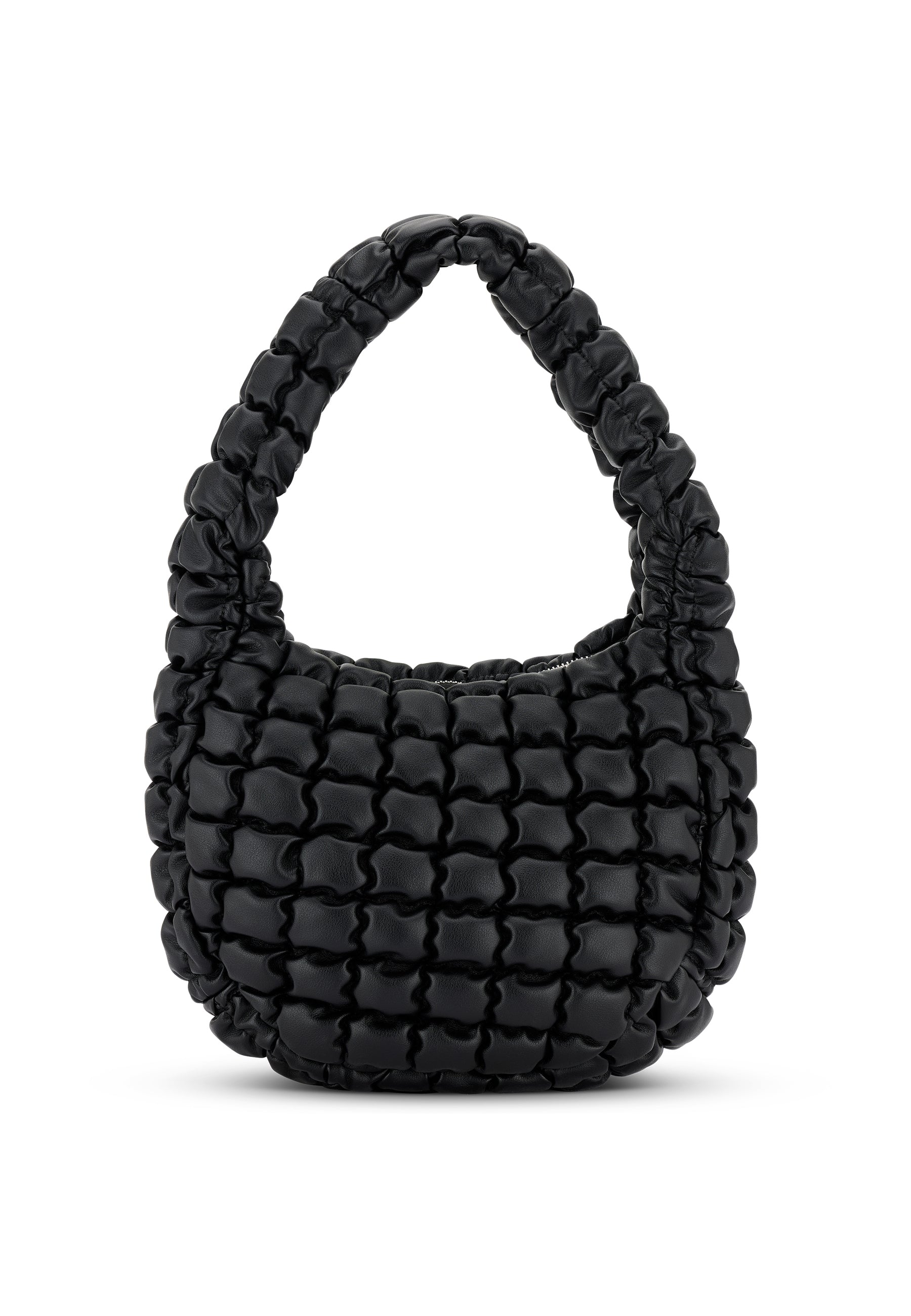 PIPPA LARGE gesteppte schwarze Handtasche mit voluminösem, gepolstertem Design