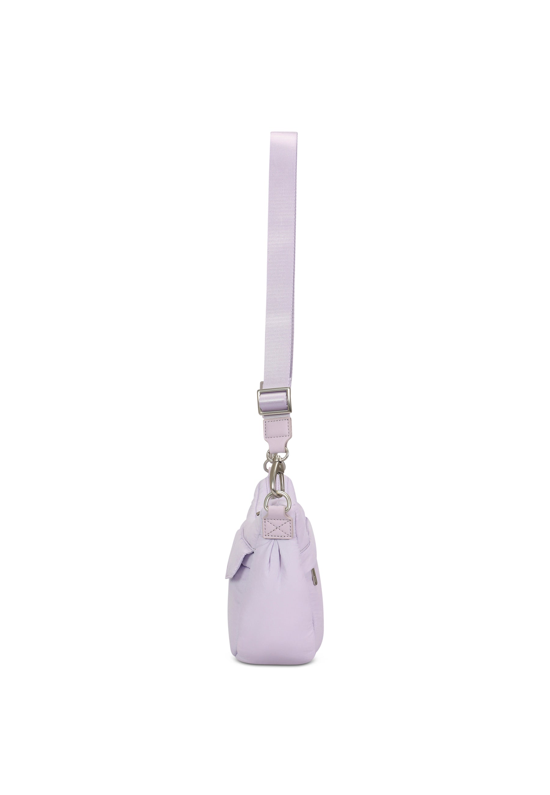 VIVY Half Moon Bag schmal lila handtasche mit verstellbarem Schultergurt aus Leder