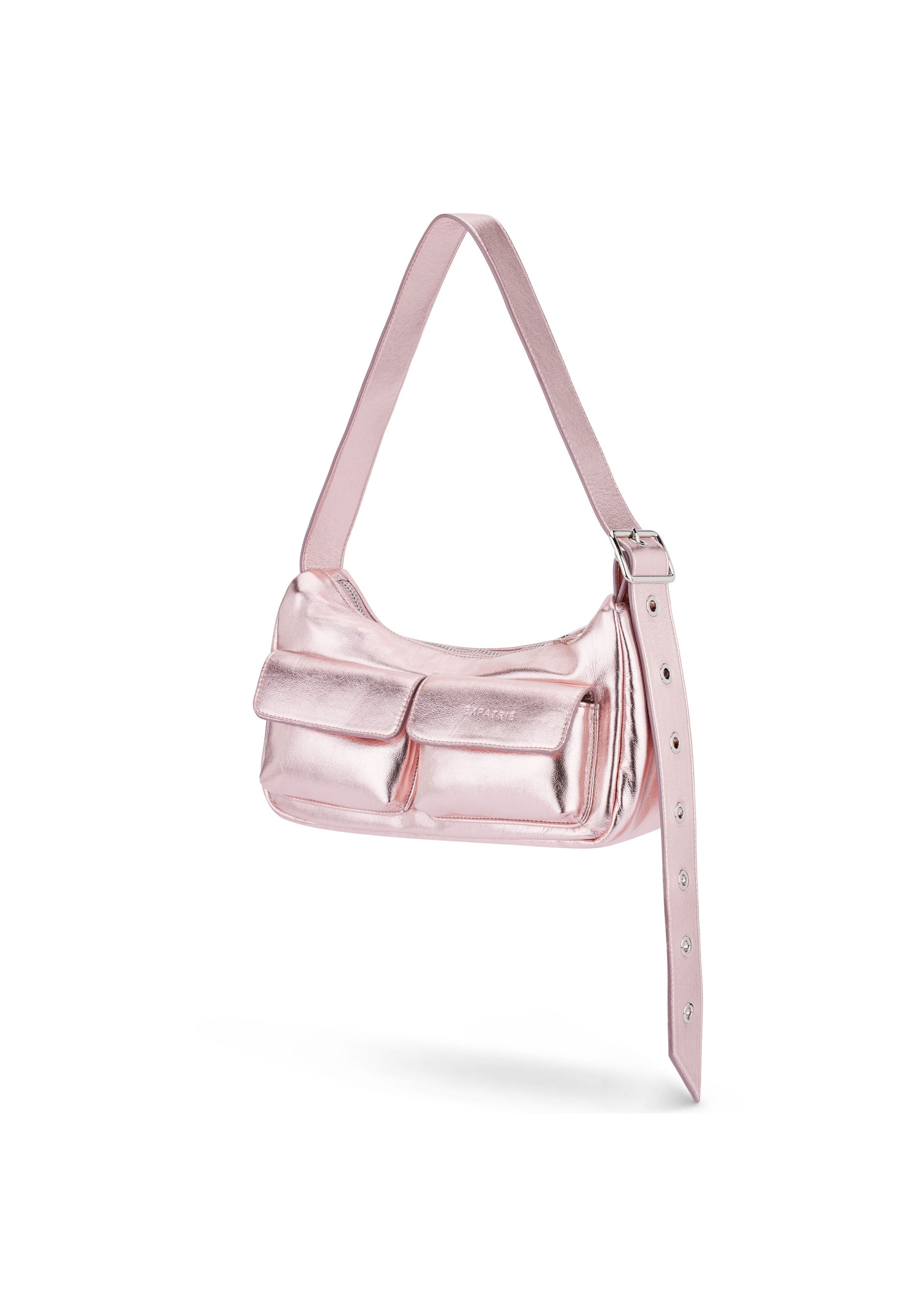 ELECTRA Handtasche in roségold metallic mit verstellbarem Schulterriemen und zwei vorderen Taschen