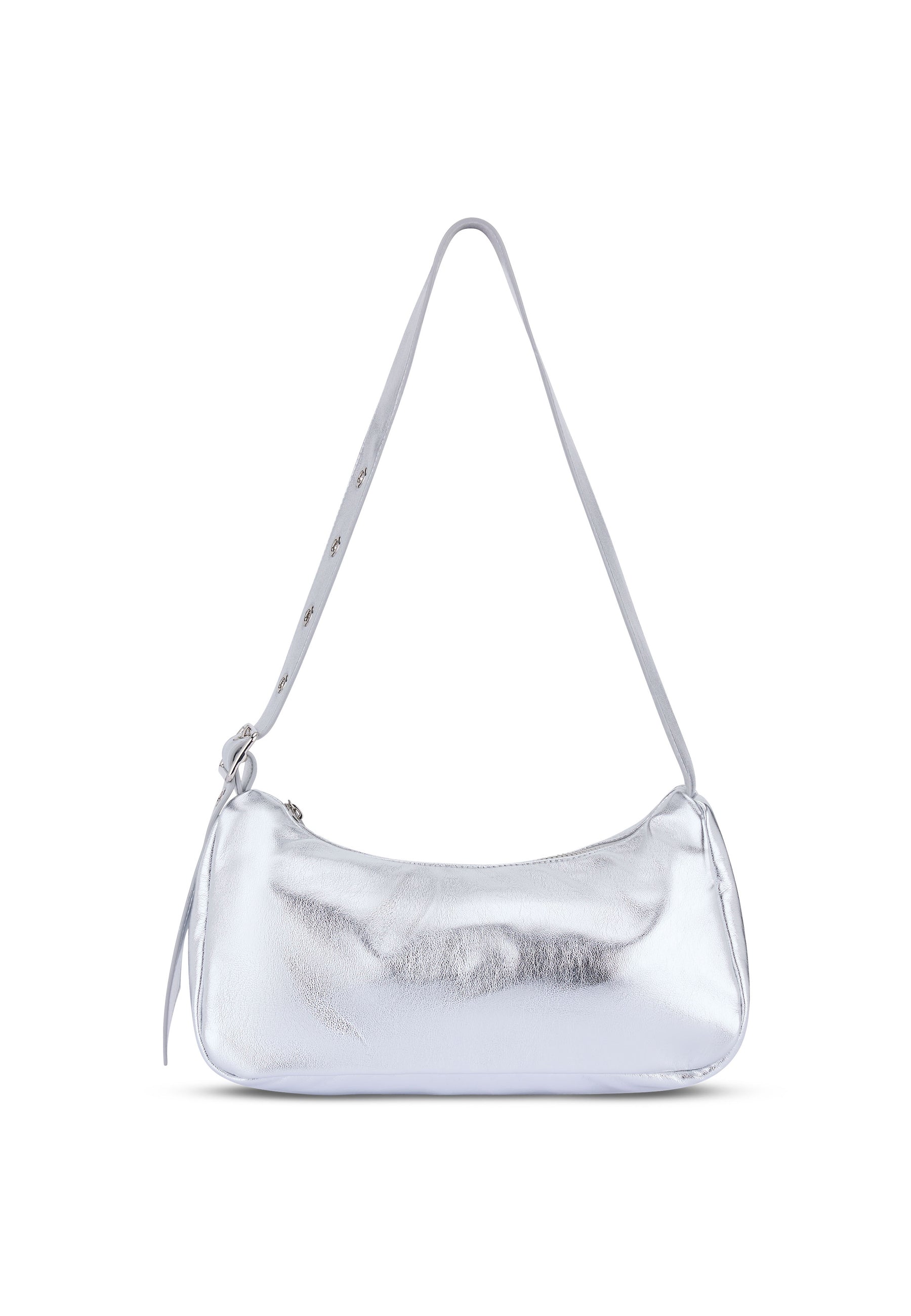 Silberne metallic Handtasche ELECTRA mit kurzem Schulterriemen
