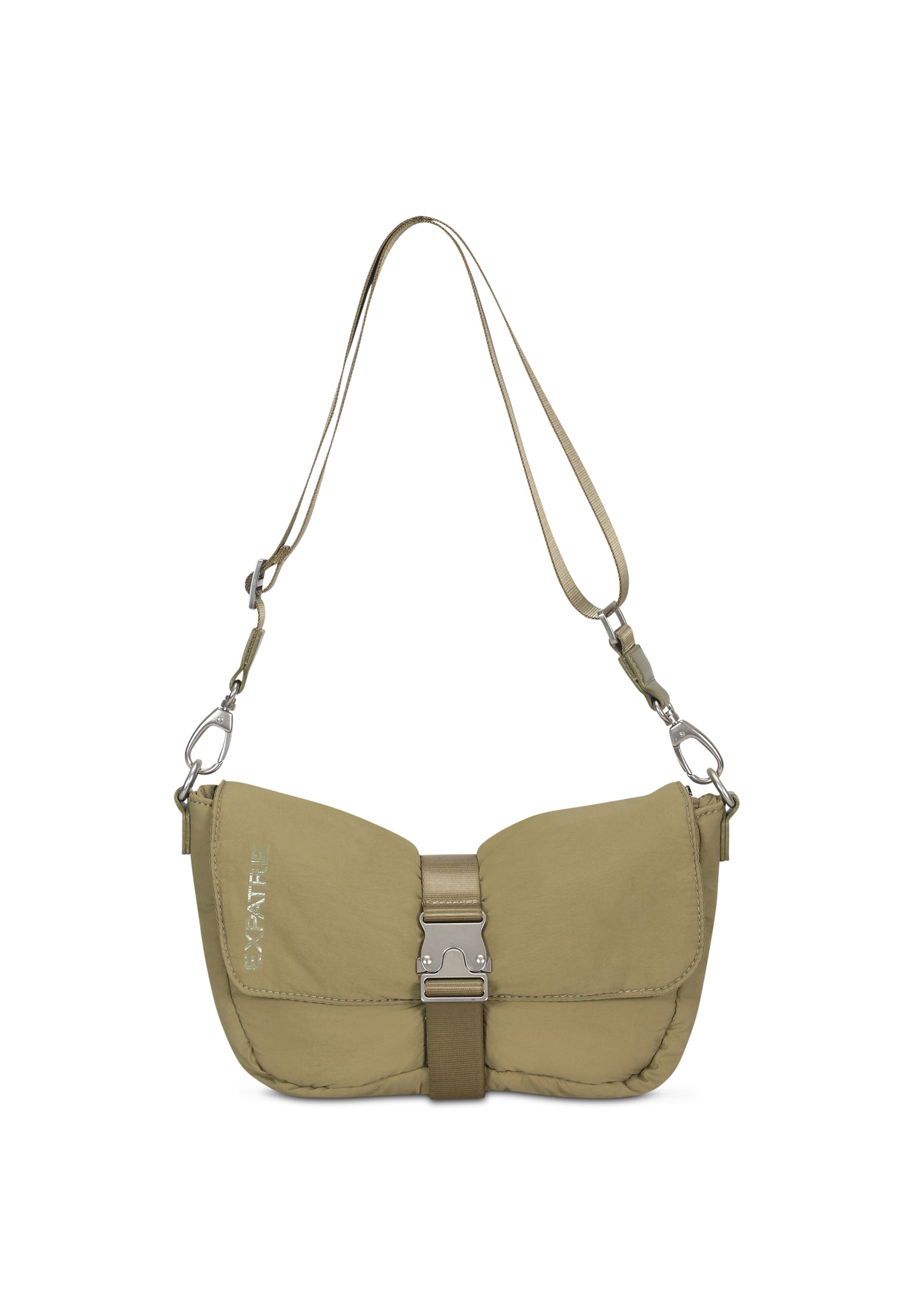 Olivefarbene BOBBY Handtasche für Damen mit verstellbarem Schultergurt und Metallverschluss
