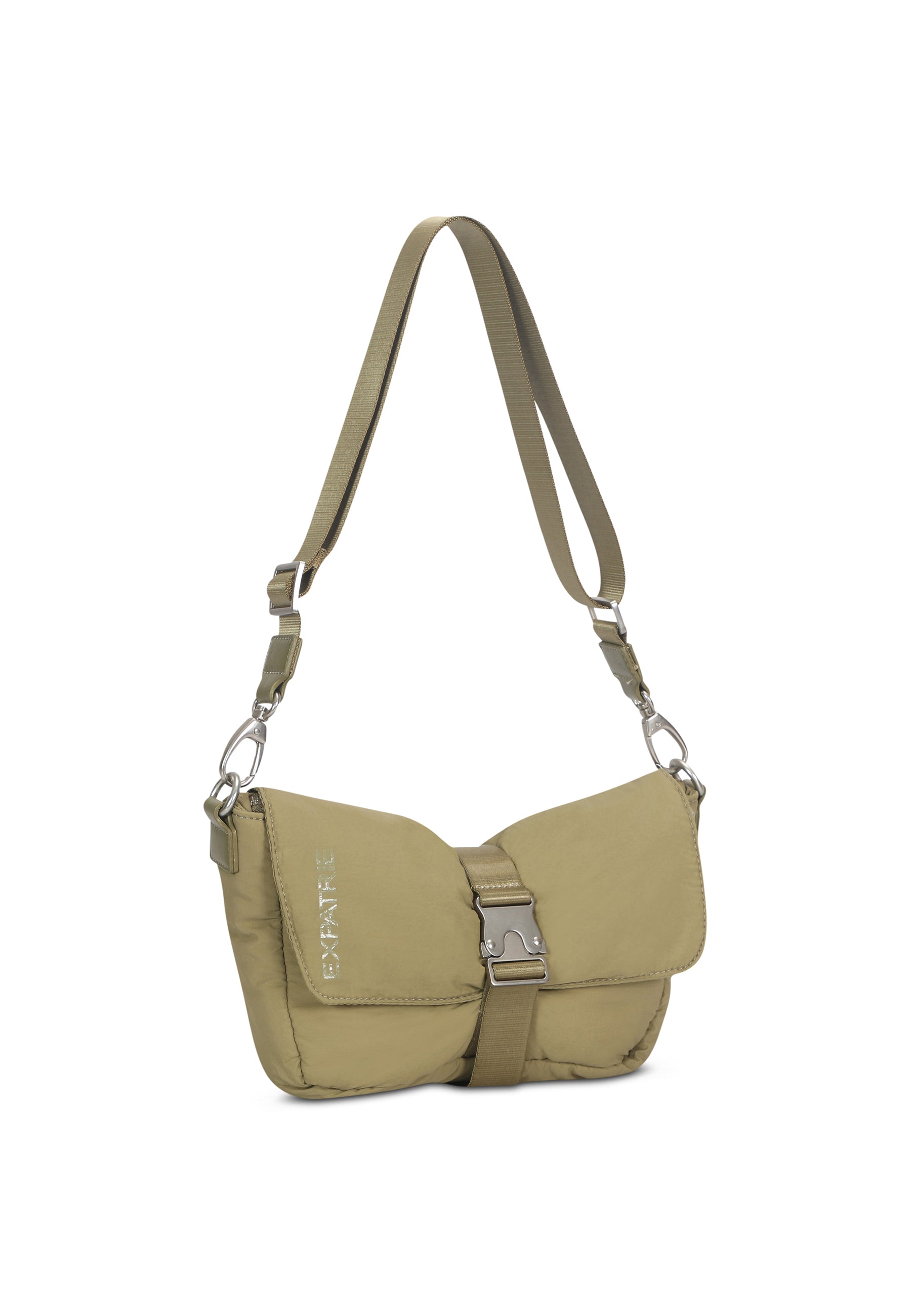 Olivefarbene BOBBY Handtasche mit verstellbarem Schulterriemen und Metallverschluss