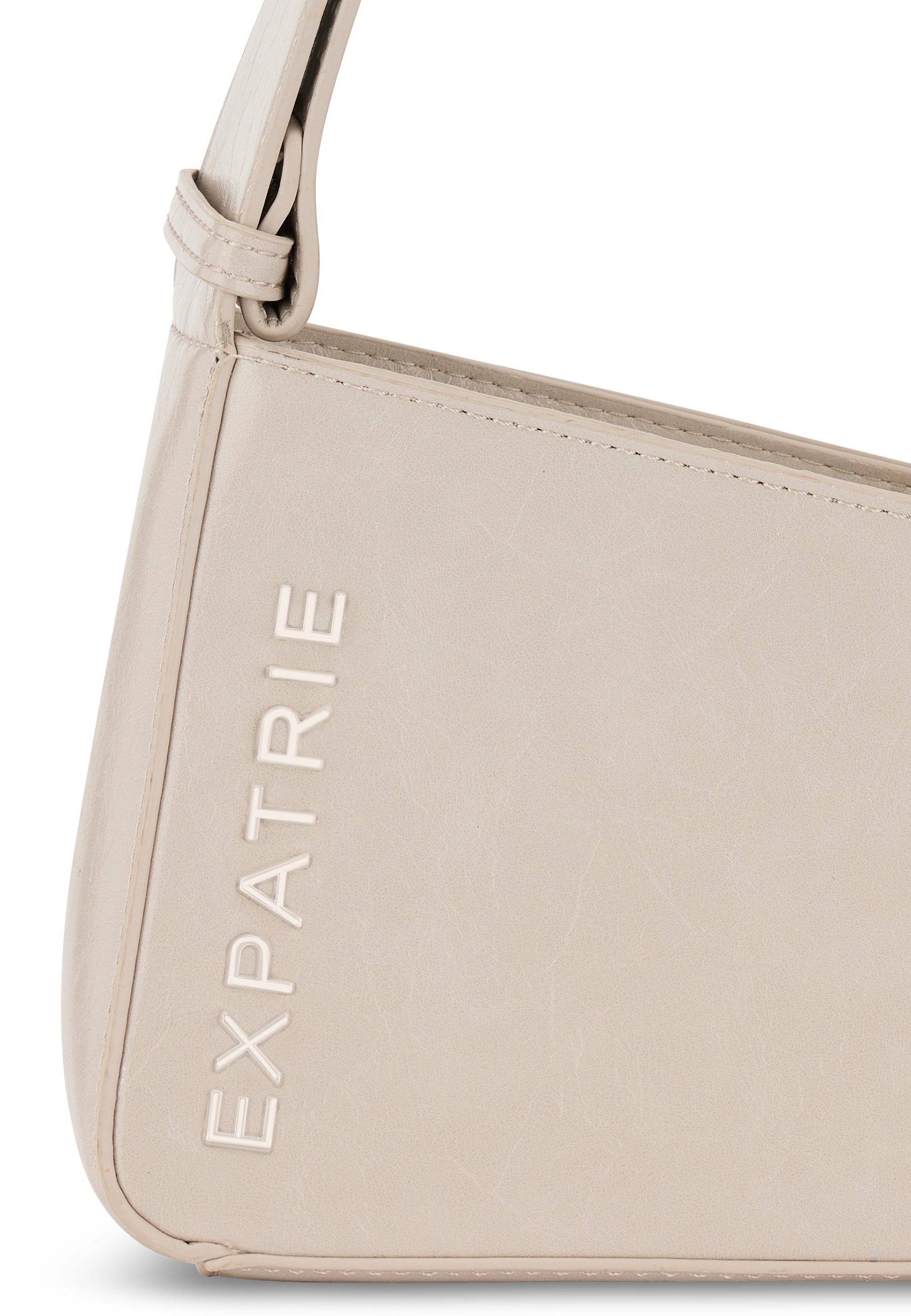 Beige Handtasche 'Georgia' von Expatrié mit breitem Schulterriemen und Prägung