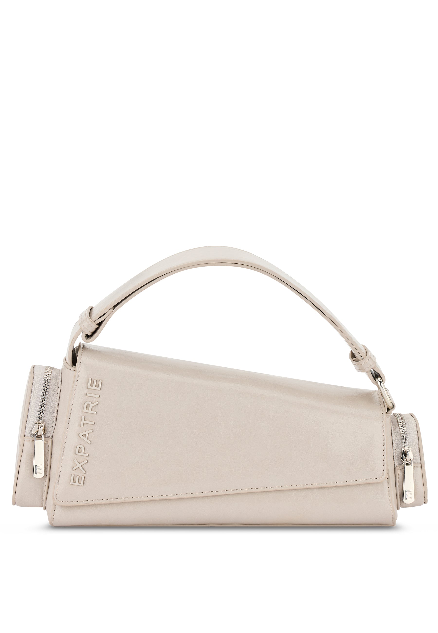 Beige Handtasche 'Grace' von Expatrie mit kurzem Griff und zipptaschen an den Seiten