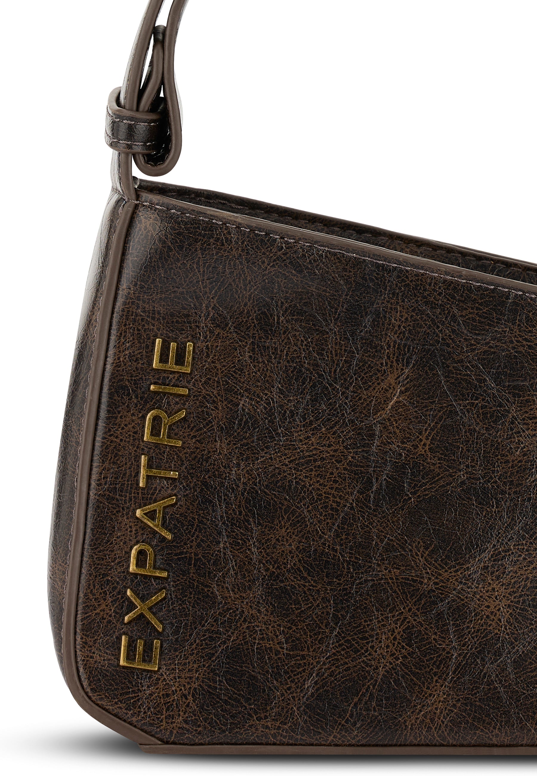 Braune Ledertasche 'Georgia' von Expatrié mit geprägtem Logo in Gold