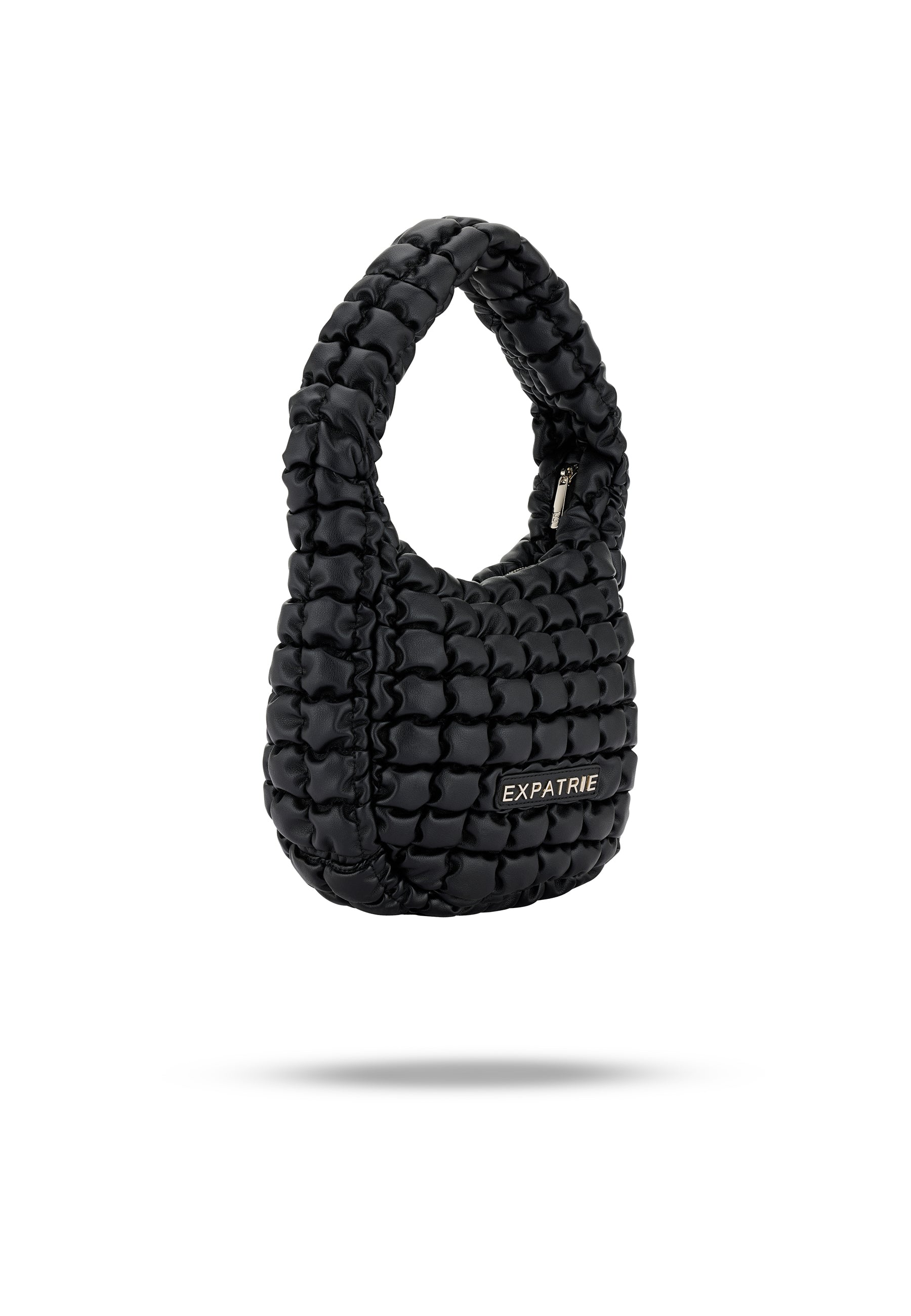 Schwarze gesteppt PIPPA LARGE Handtasche von Expatrié mit breitem, gepolstertem Griff