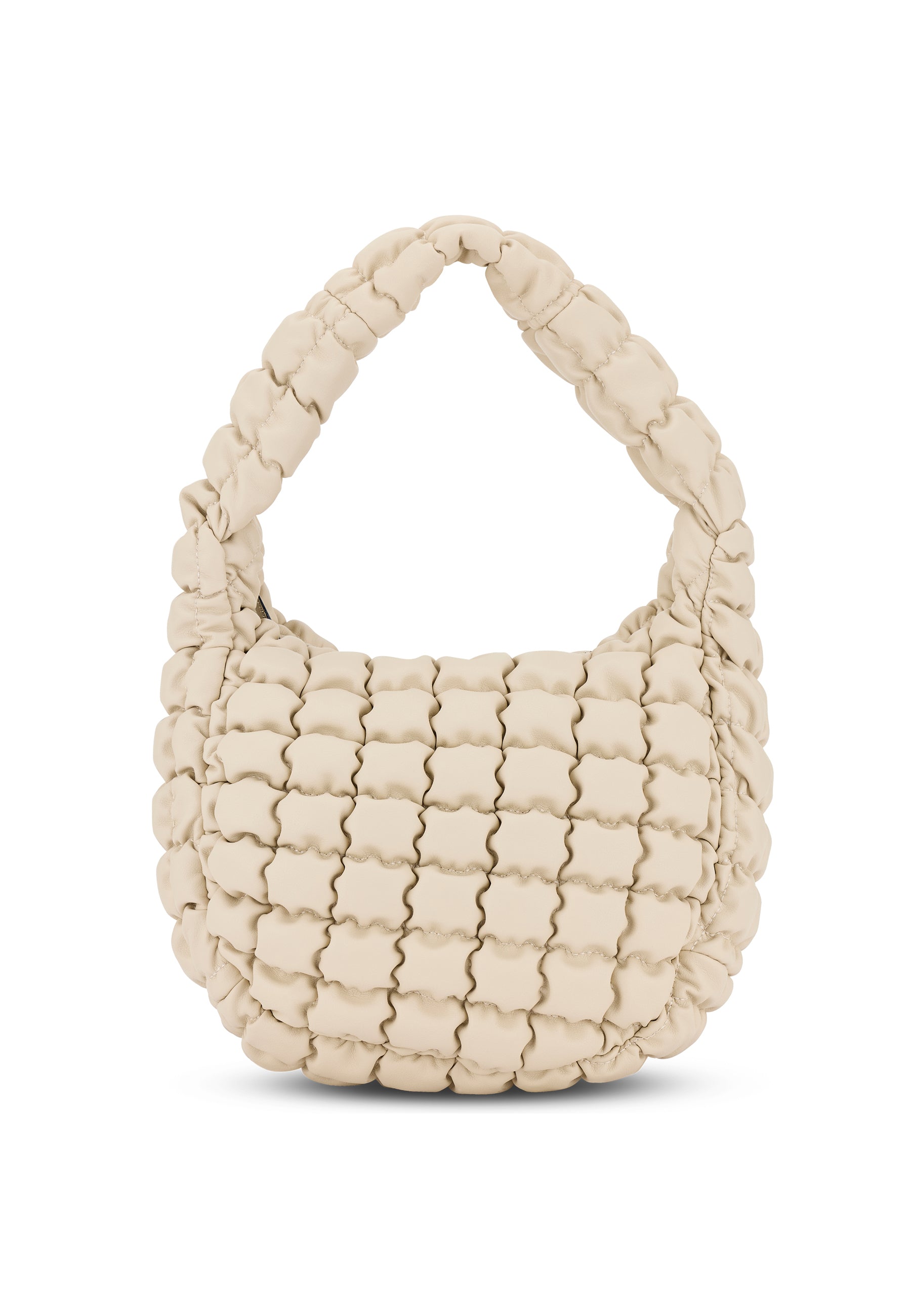 PIPPA LARGE gesteppt Handtasche in Beige mit gepolstertem Design und breitem Henkel