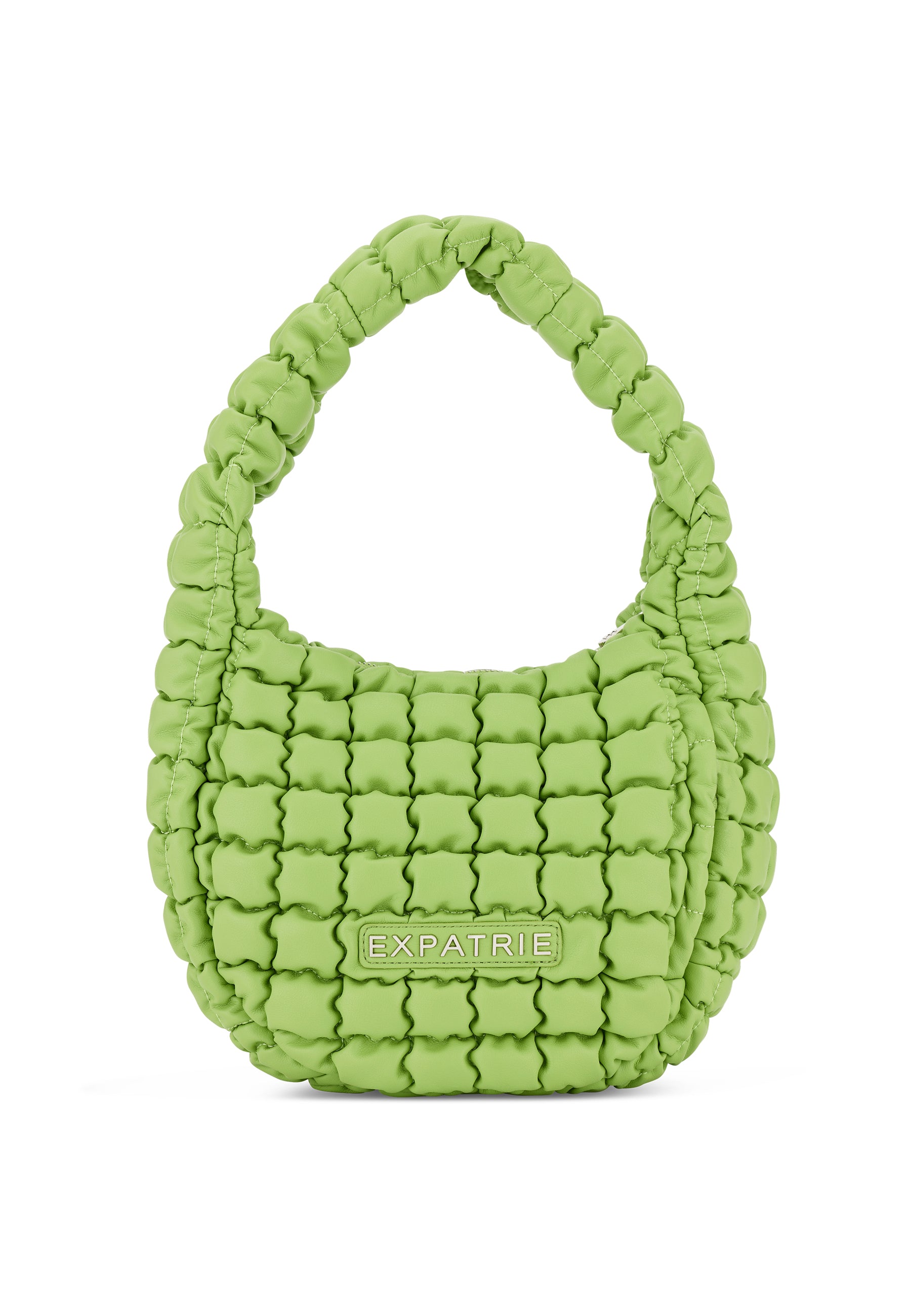 Grüne gesteppt gepolsterte PIPPA LARGE Handtasche mit kurzem Griff und 'EXPATRIE' Logo