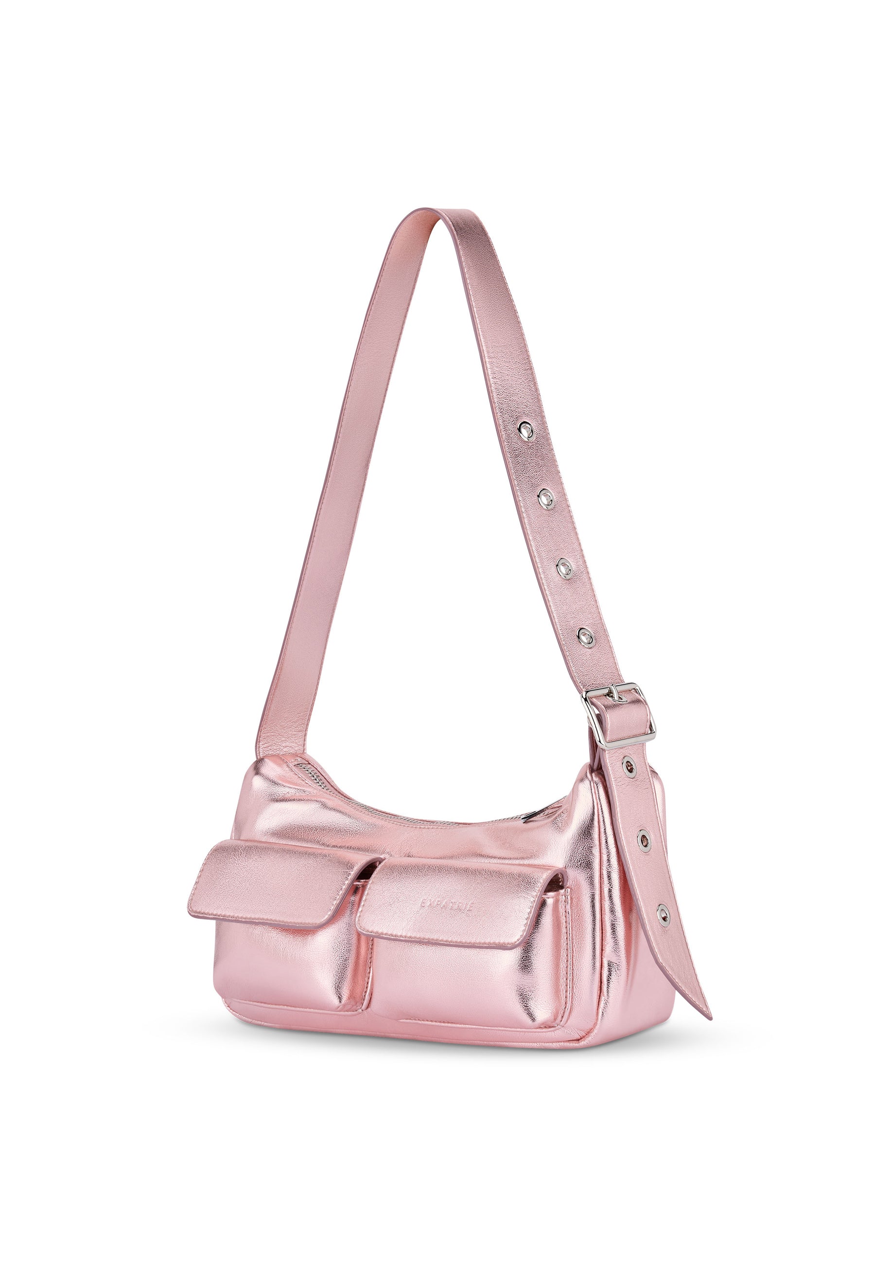 ELECTRA Handtasche in metallic-roségold mit verstellbarem Gurt und zwei Vorderfächern