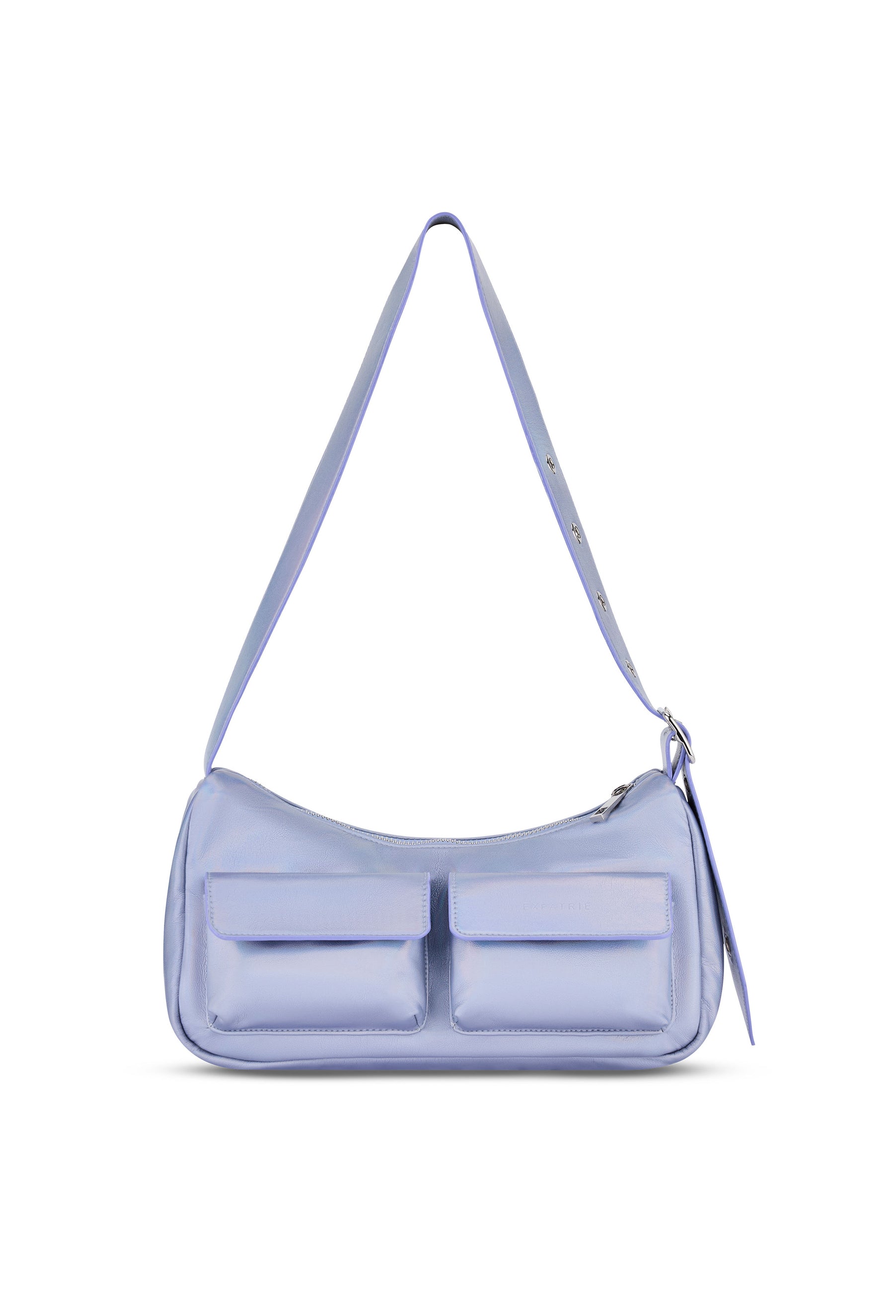 ELECTRA Handtasche in hellviolett mit verstellbarem Schulterriemen und zwei vorderen Taschen mit Klappen