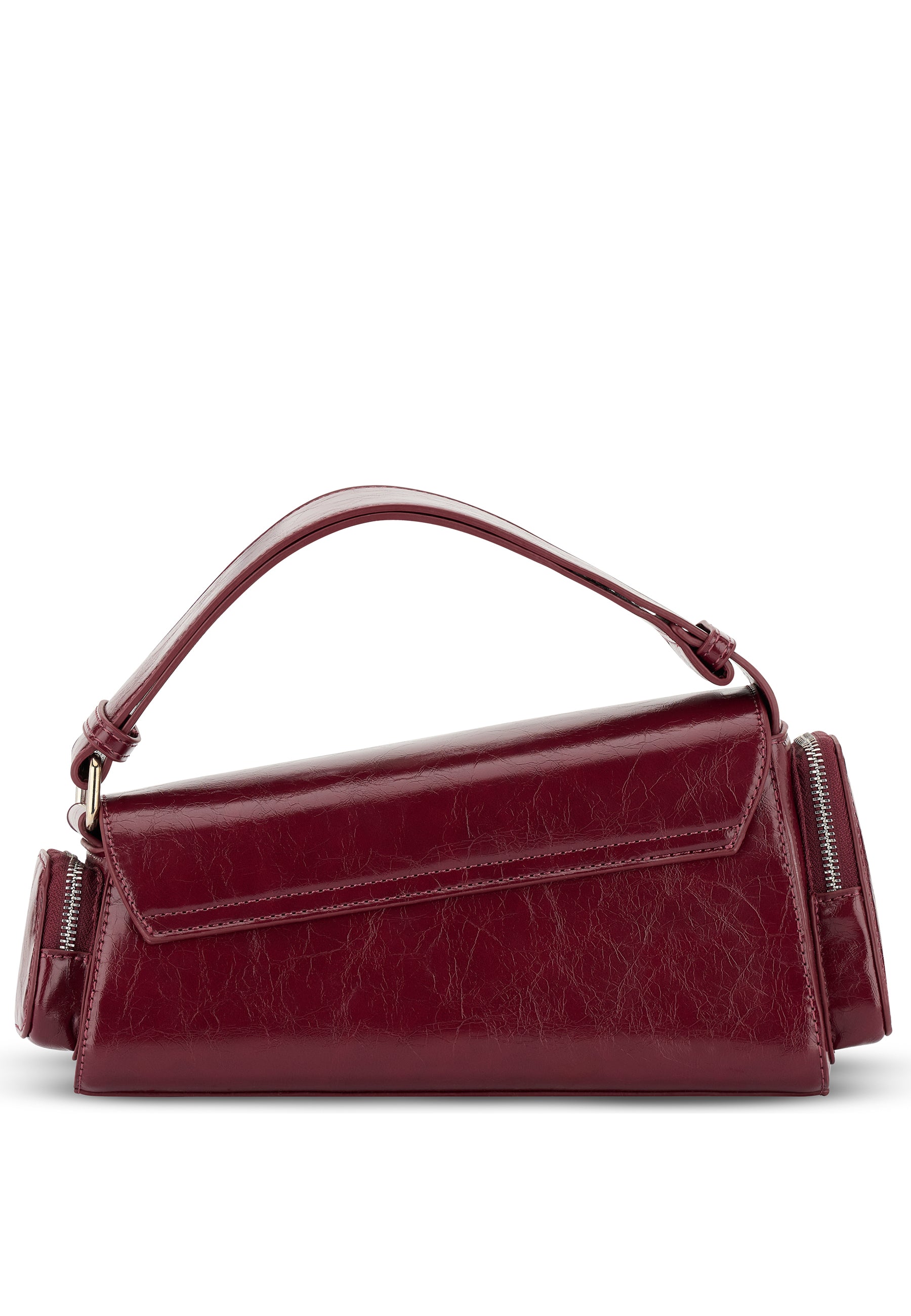 Rote Vintage-Handtasche 'GRACE' mit kurzem Griff und zwei seitlichen Reißverschlusstaschen