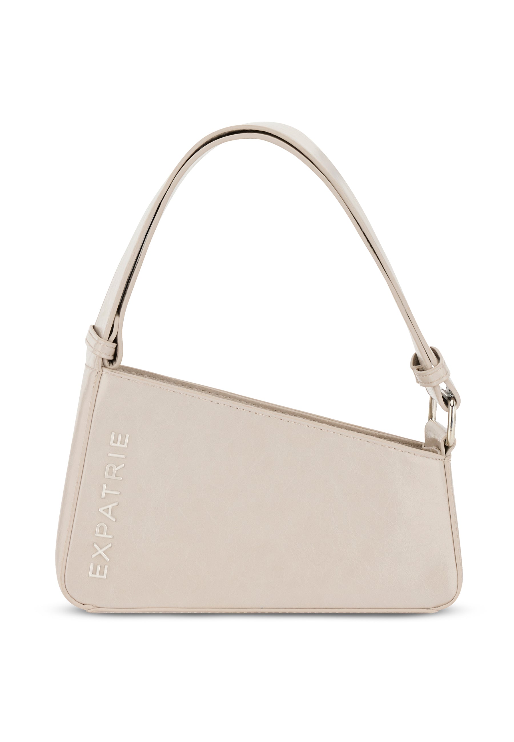 Beige Handtasche Georgia von Expatrié mit asymmetrischer Form und kurzem Henkel