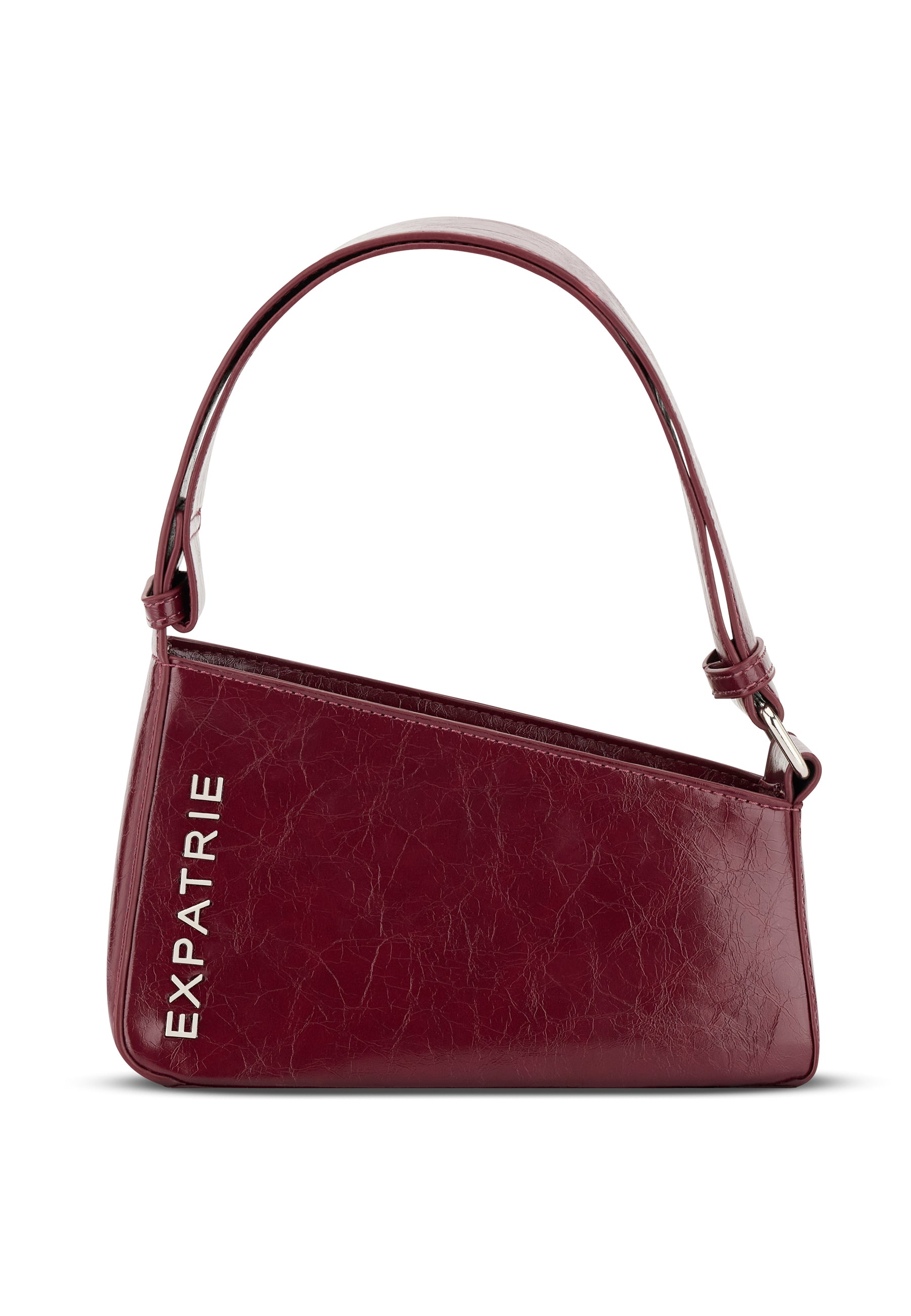 Rote Vintage-Handtasche 'GEORGIA' von Expatrié mit schräger Form und kurzem Henkel