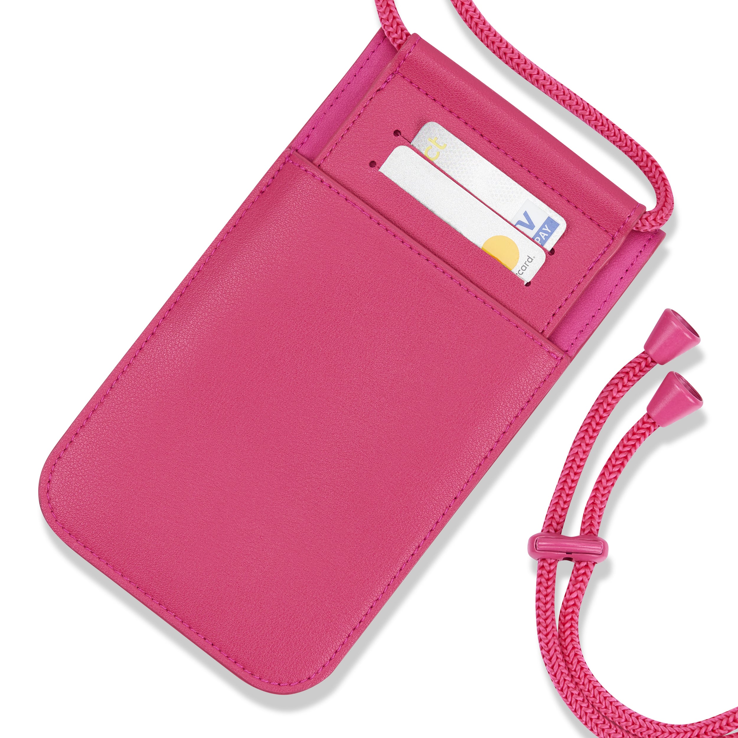 Handy Umhängetasche Amelie in Pink mit Kartenfach und verstellbarem Band