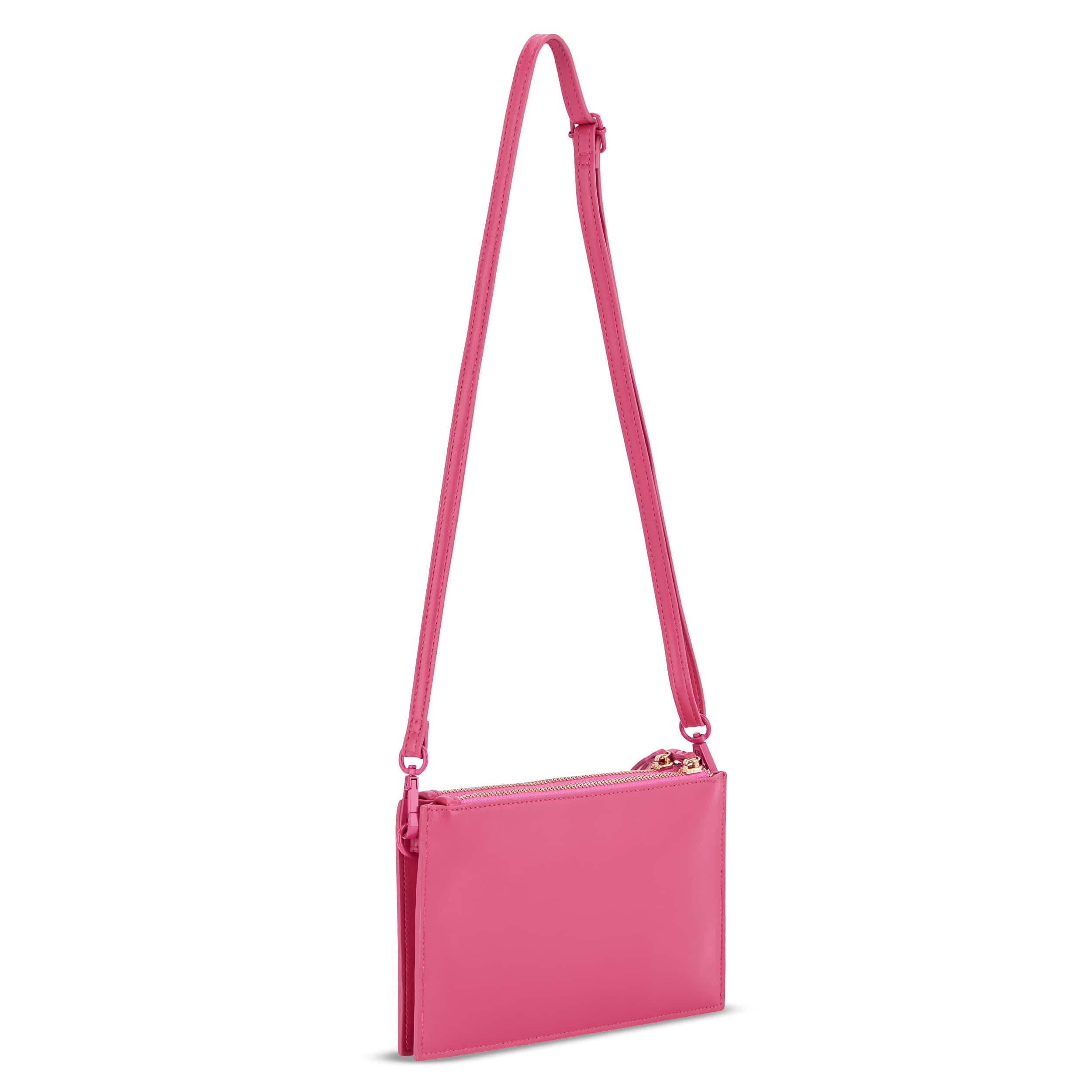 Kleine Clutch Isabelle in Pink mit verstellbarem Schulterriemen aus glattem Material