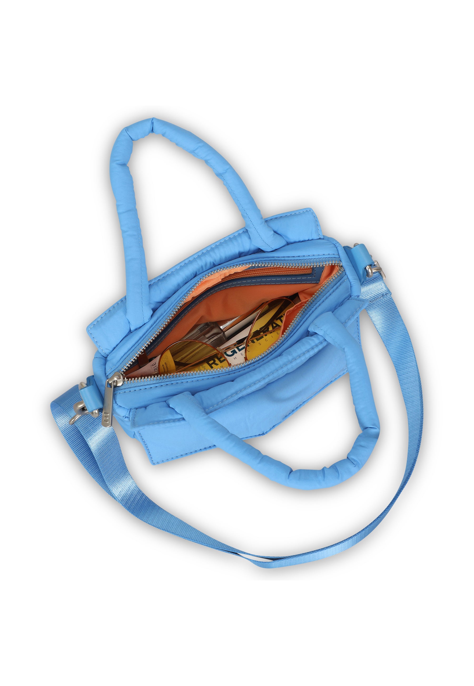 Kleine royalblaue Handtasche "Poppy Small" mit gepolsterten Griffen und Innenreißverschlusstasche