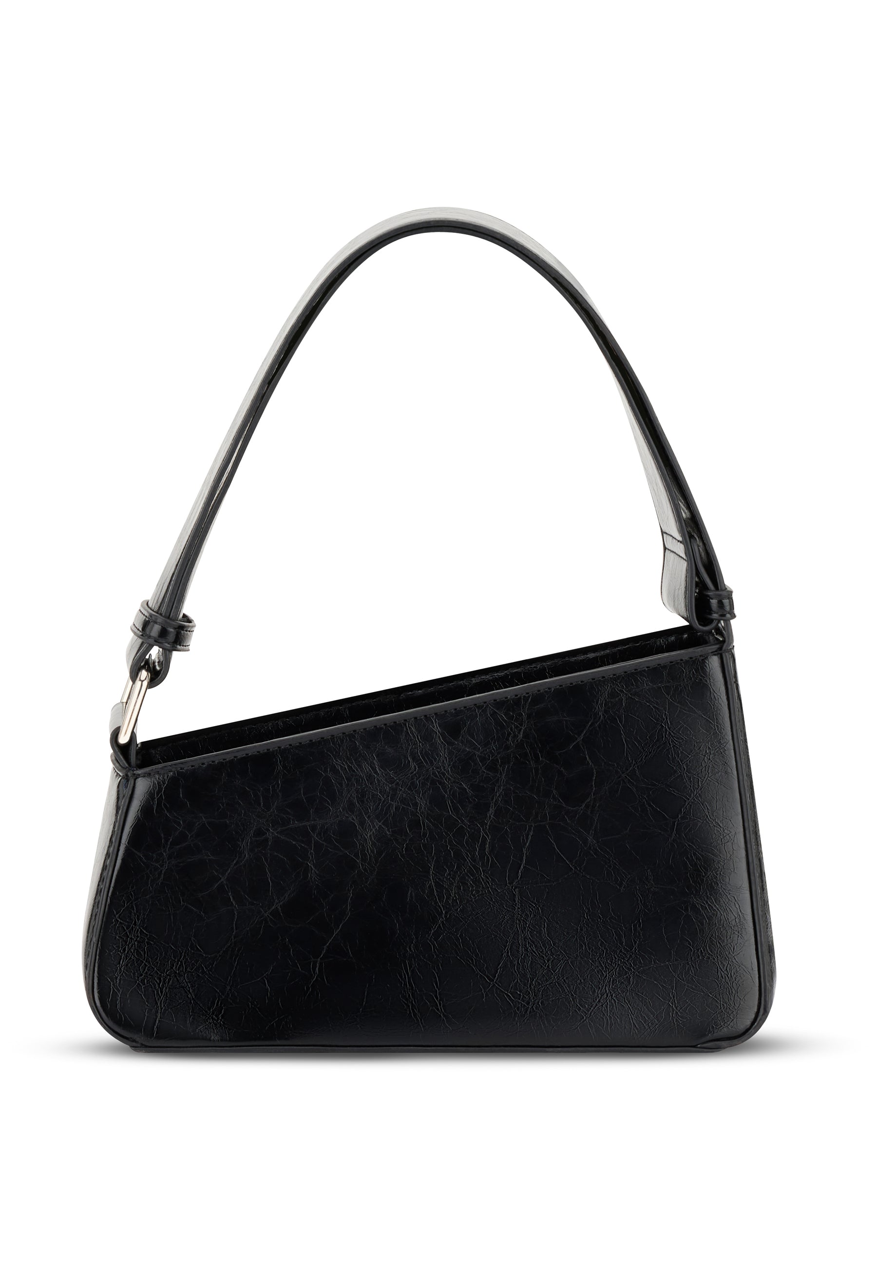 Kleine schwarze Handtasche 'Georgia' mit schrägem Schnitt und kurzem Henkel