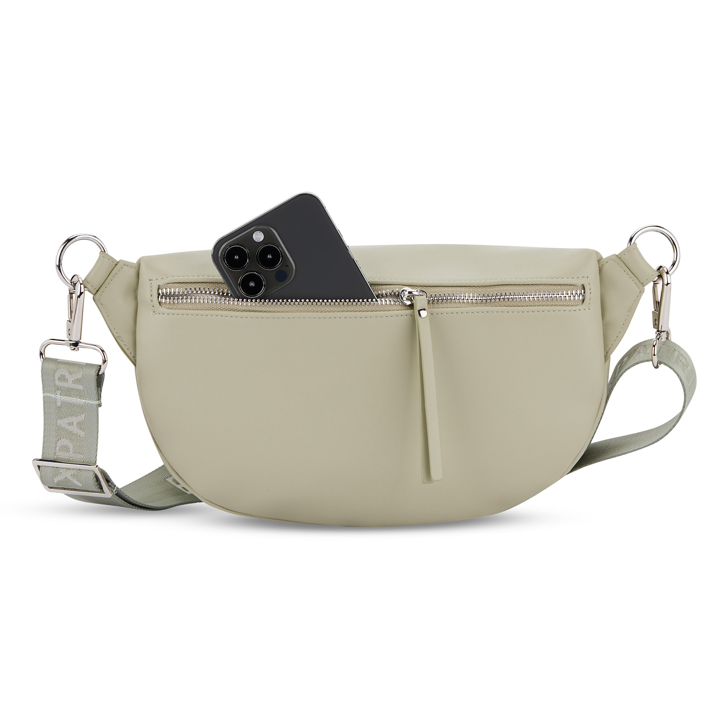 Bauchtasche Alice Medium in hellgrün mit Reißverschlussfach und Smartphone