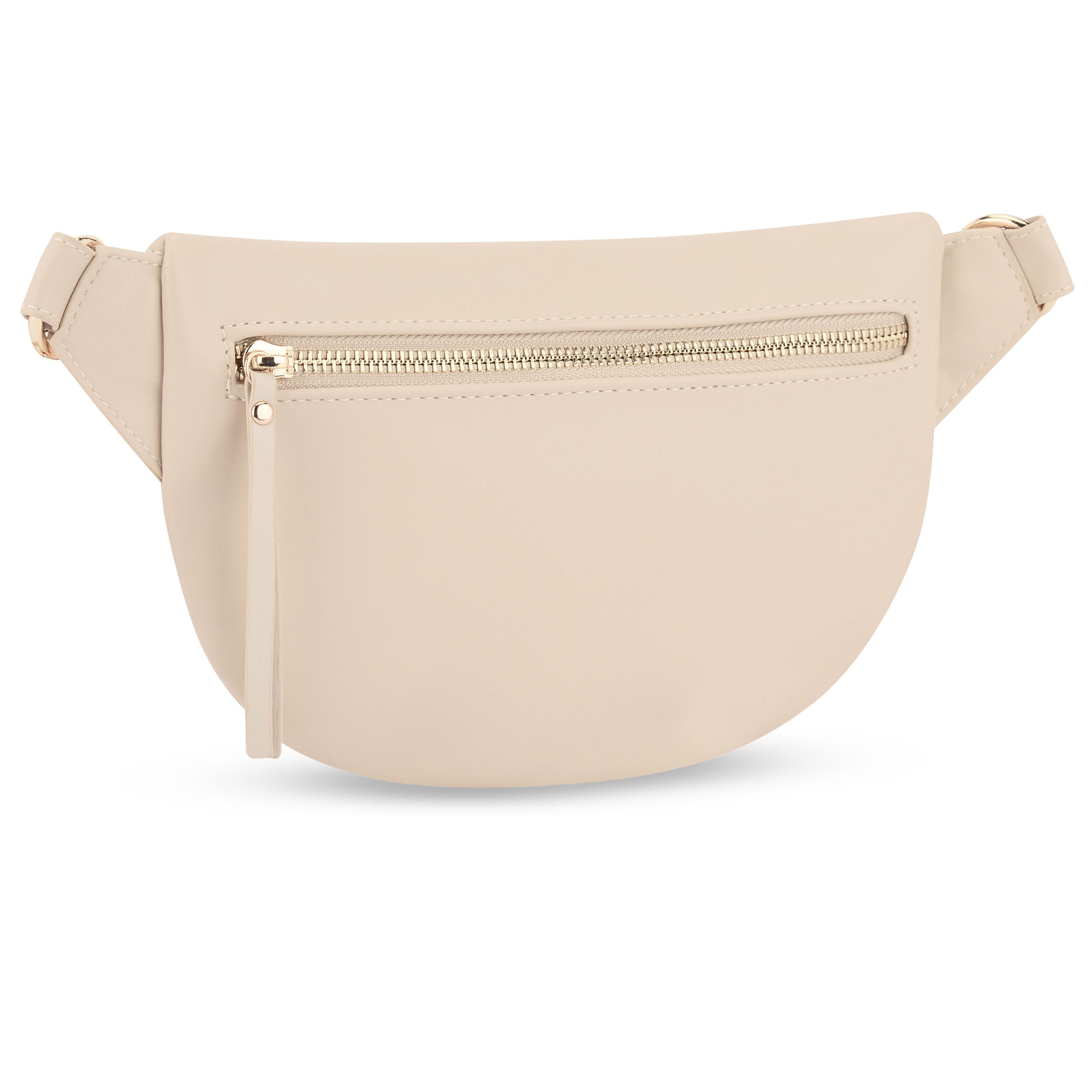 Beige Bauchtasche Alice Small mit Reißverschluss und länglichem Zipper-Anhänger