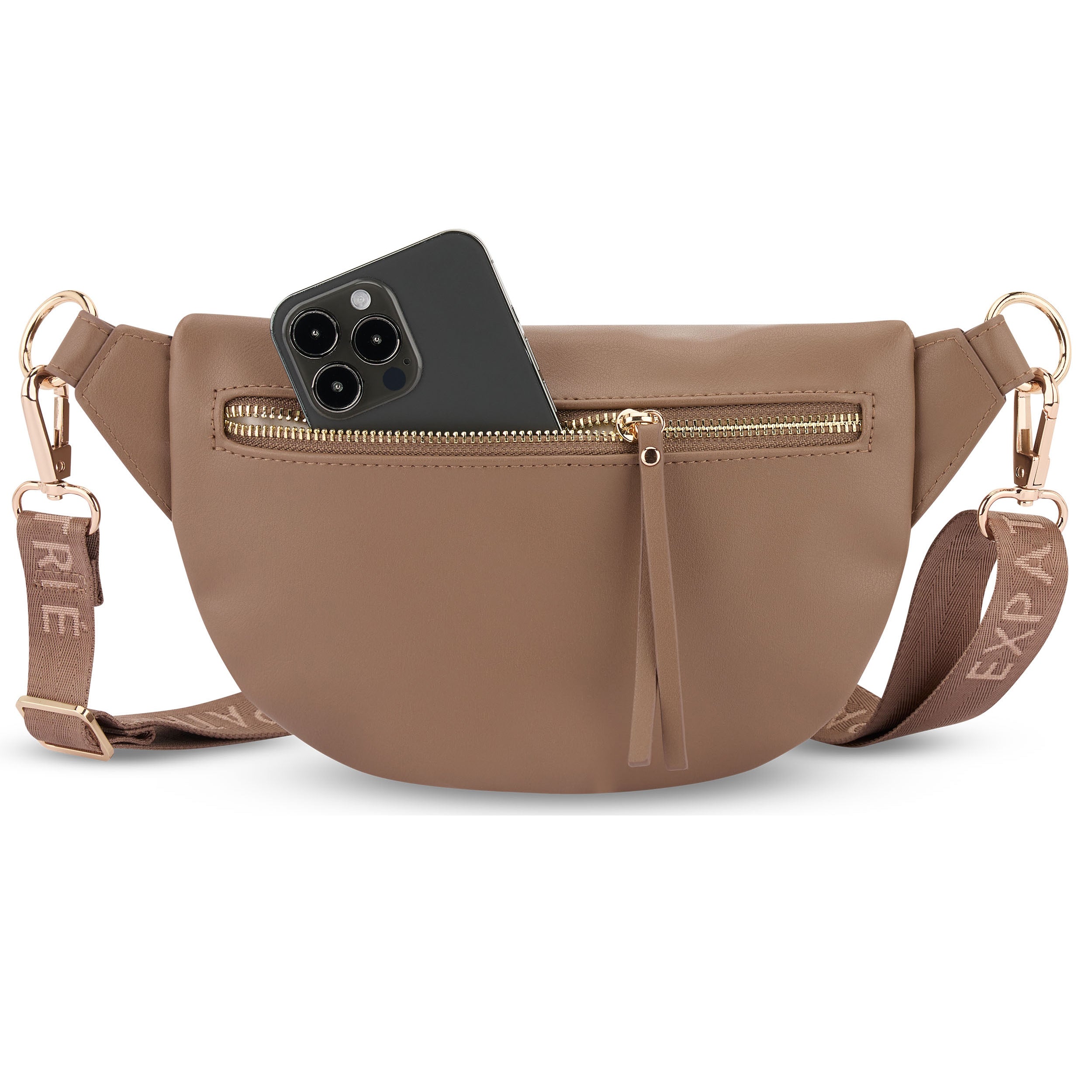 Braune Bauchtasche Alice Small mit Reißverschlusstasche und verstellbarem braunen Gurt