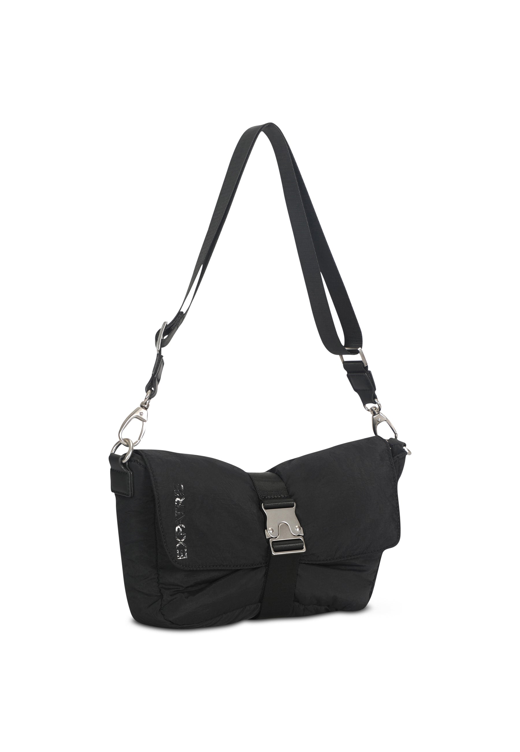 Schwarze BOBBY Handtasche für Damen mit verstellbarem Schulterriemen und Metallverschluss