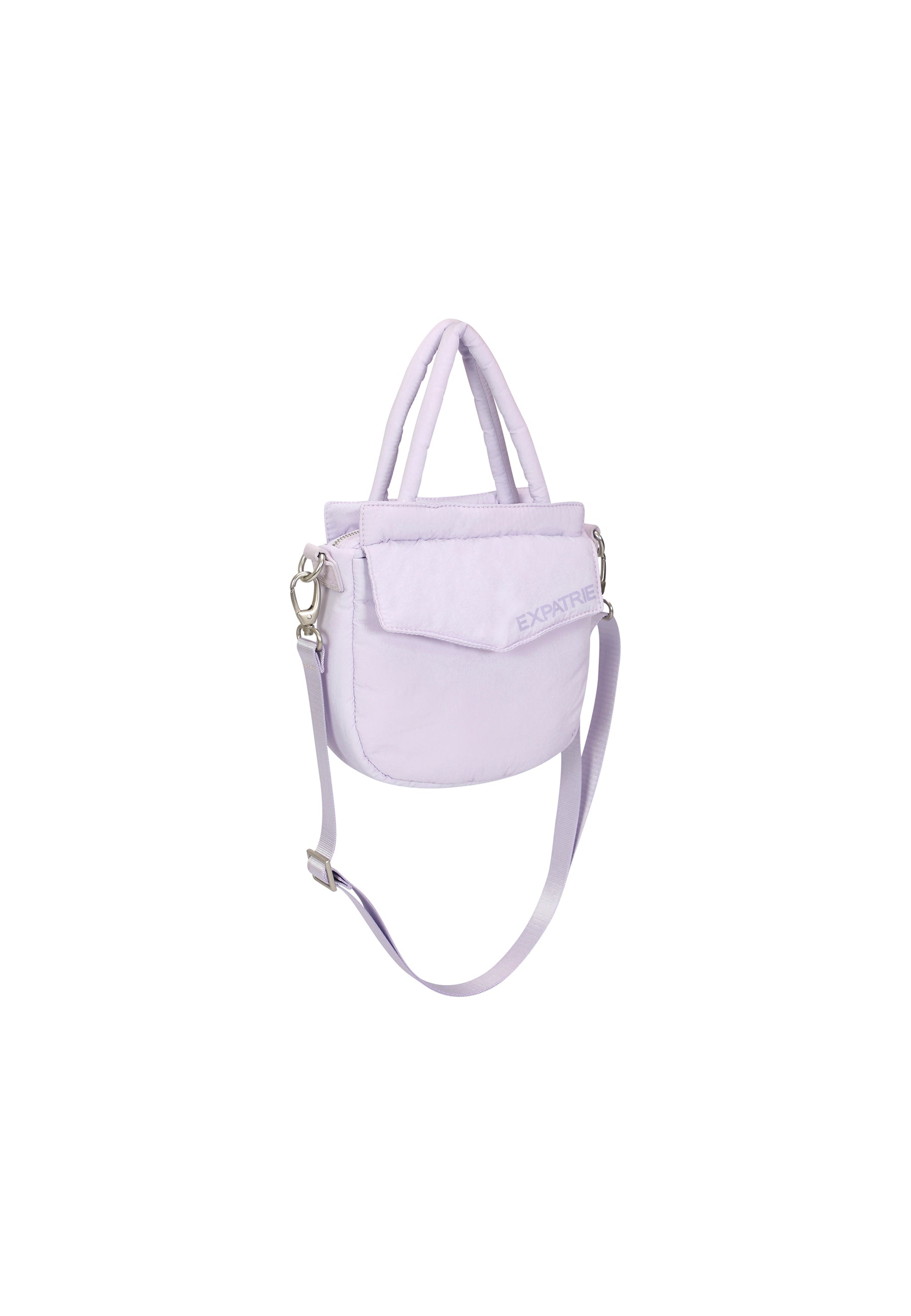 Fliederfarbene Poppy Small Handtasche mit klappbarem Überschlag und verstellbarem Schultergurt von Expatrié