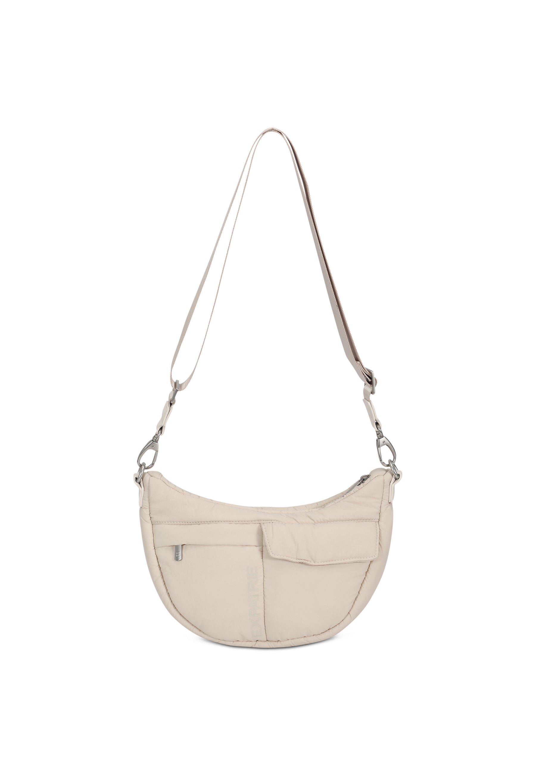 Beige Halbmondtasche VIVY mit verstellbarem Schultergurt und mehreren Taschen