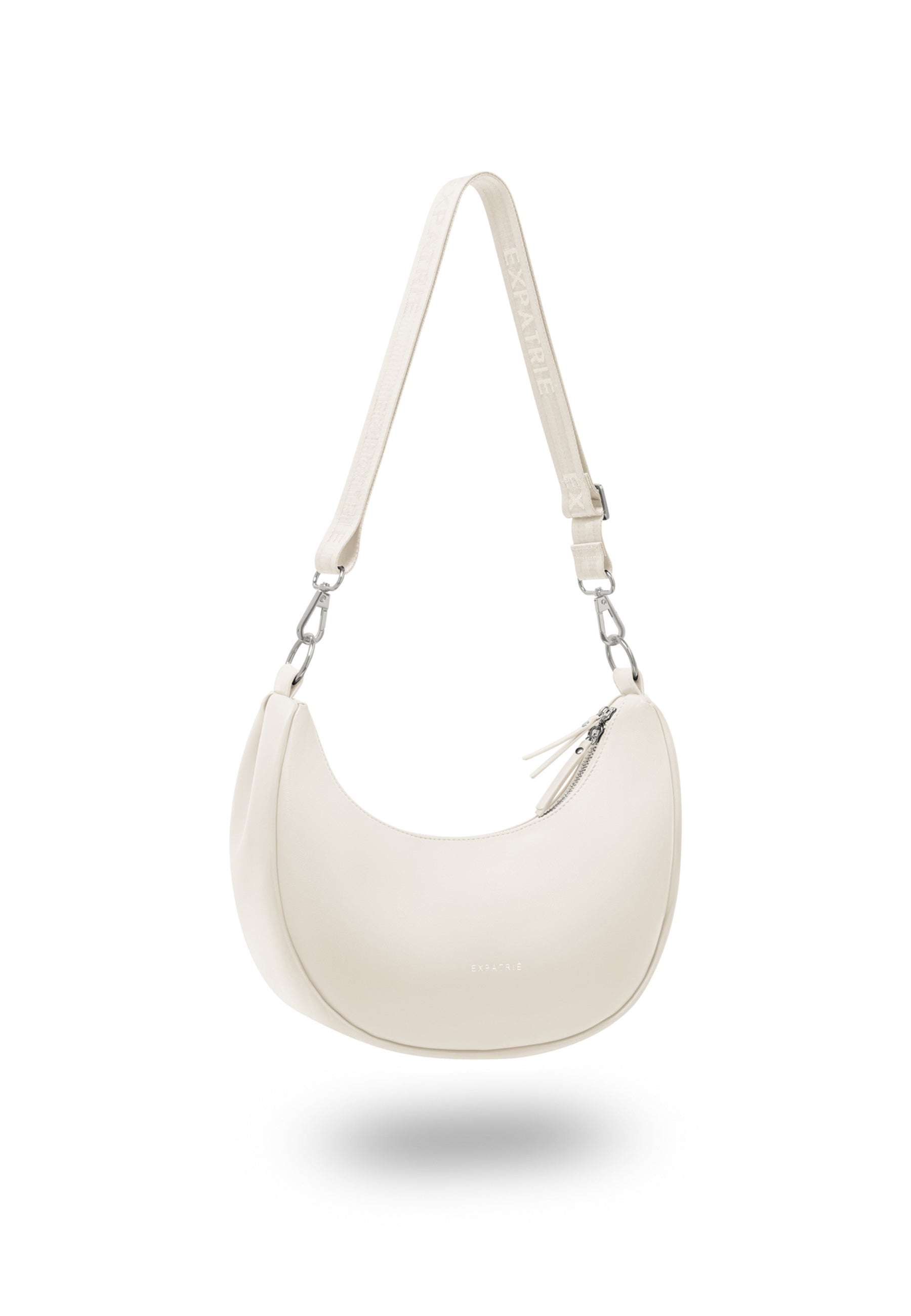 Cremefarbene halbrunde Medium Schultertasche LEA mit verstellbarem Textilgurt