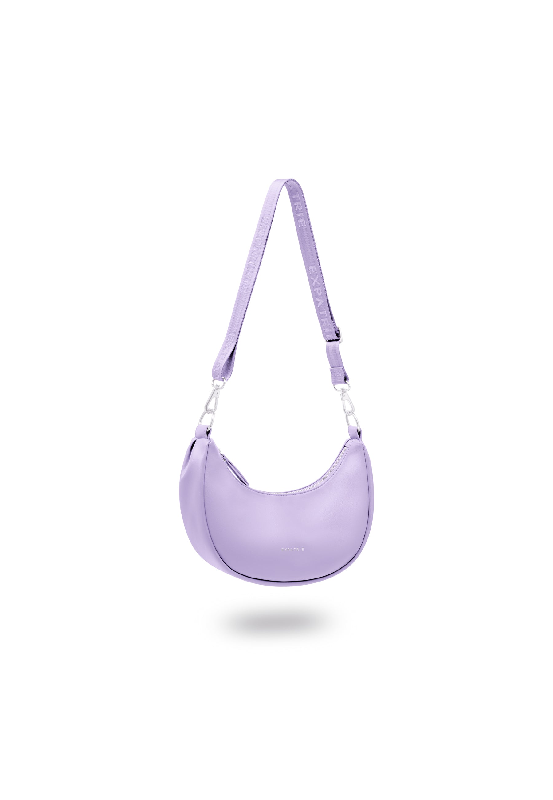 LEA SMALL Halbmondtasche in lila mit verstellbarem Riemen aus Textil