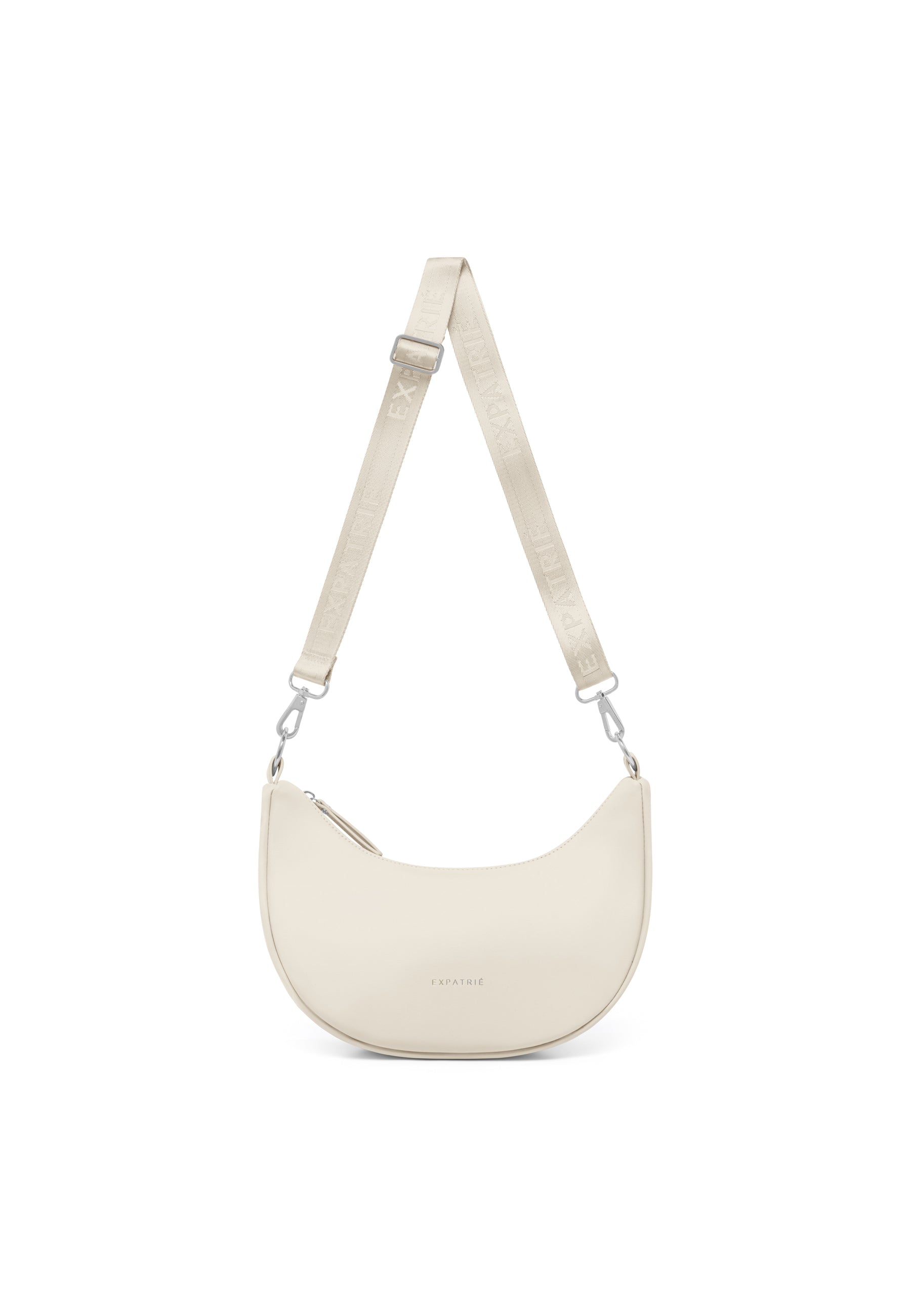 Expatrié LEA SMALL Halbmond Tasche in Creme mit verstellbarem Logo-Gurt