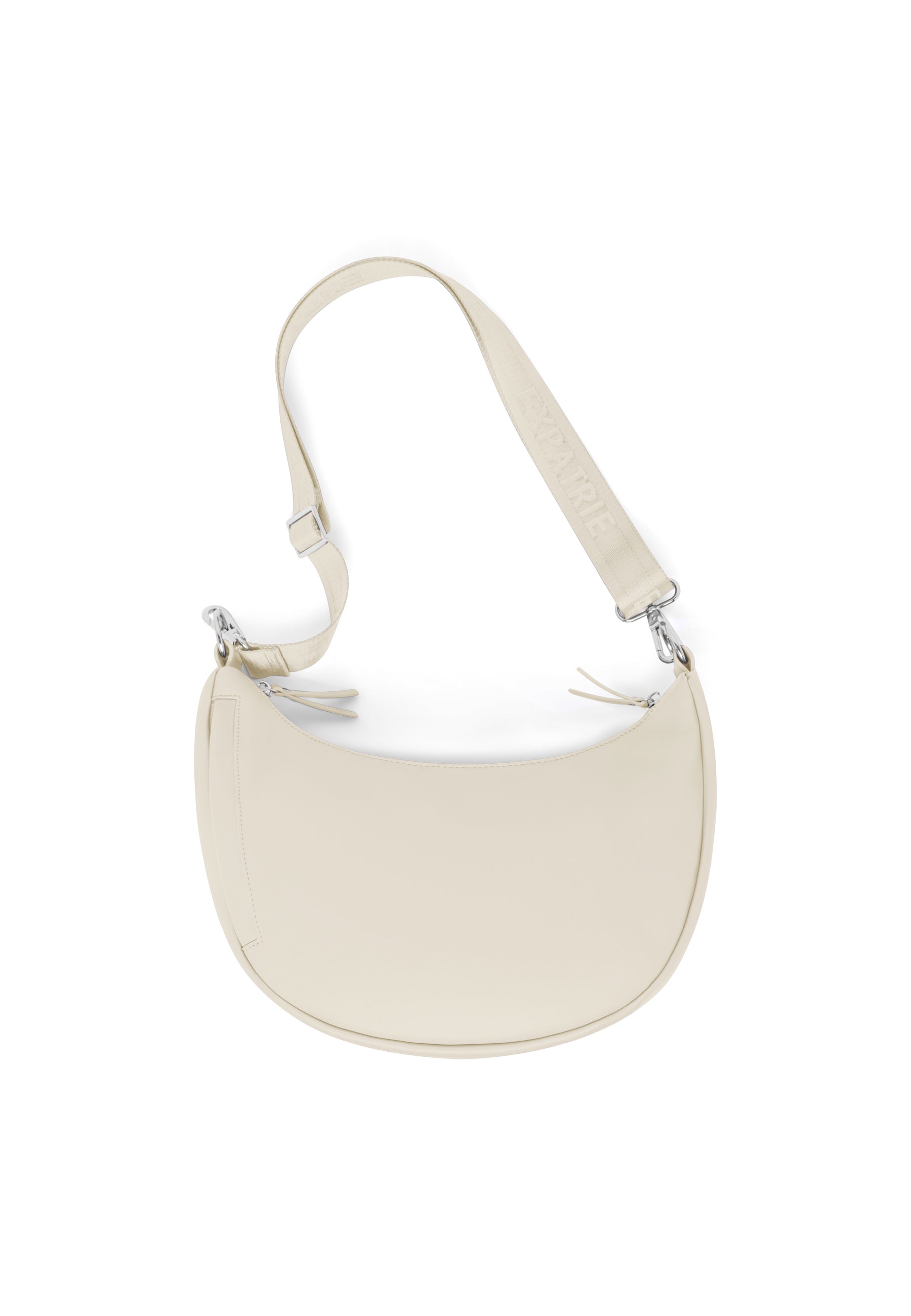 LEA MEDIUM Halbmond-Tasche in Cremeton mit verstellbarem Schultergurt und Reißverschluss