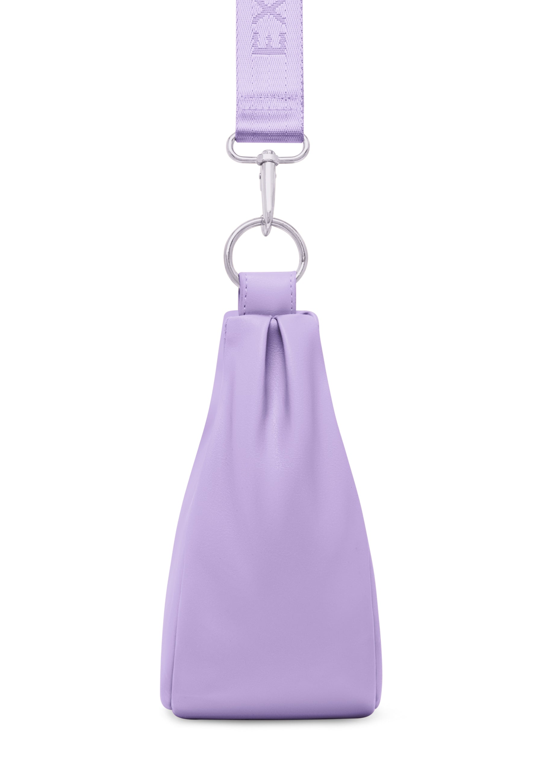 LEA SMALL Half Moon Bag in fliederfarbenem Leder mit abnehmbarem, breitem Schulterriemen