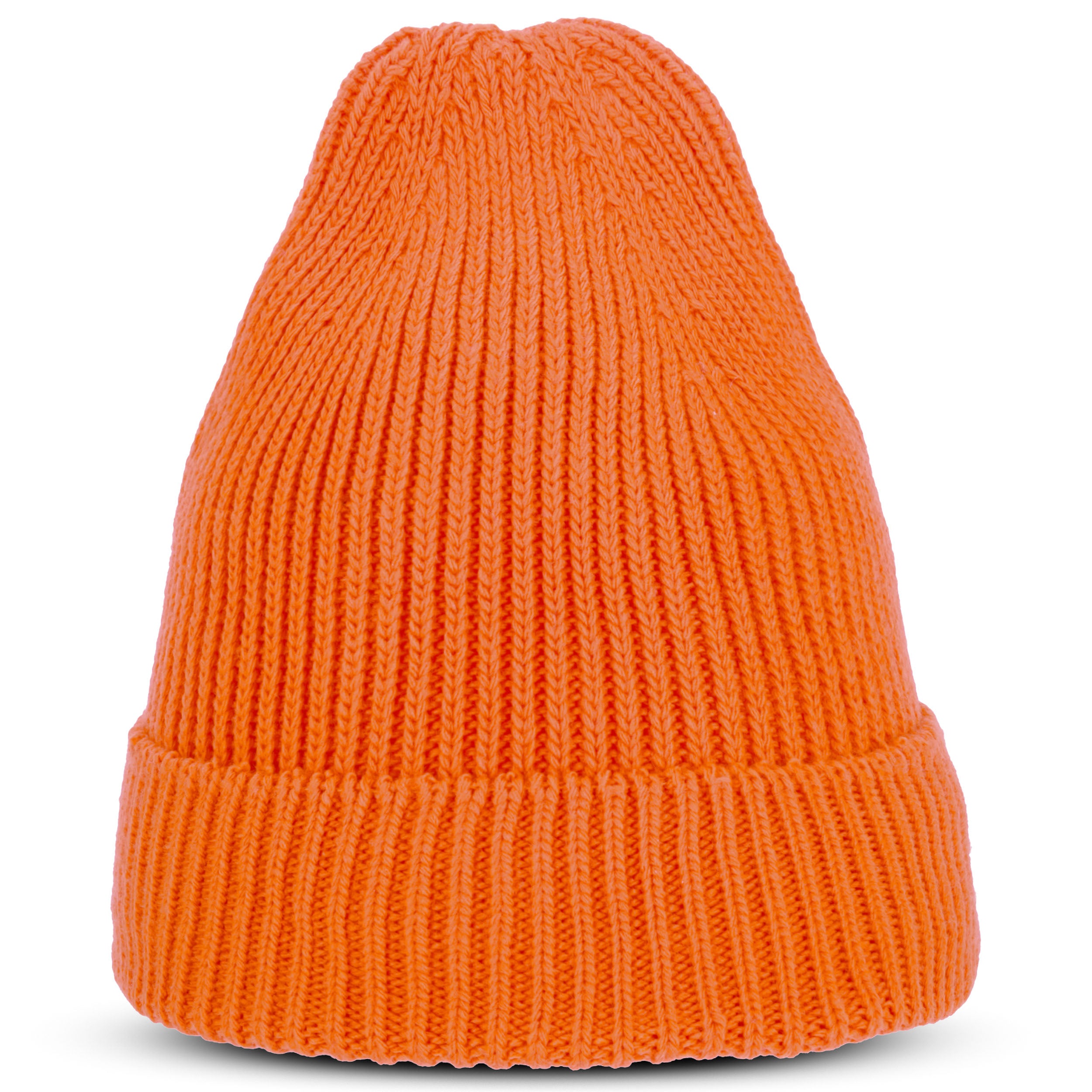 Orangene Strickmütze Luna mit Umschlagbund