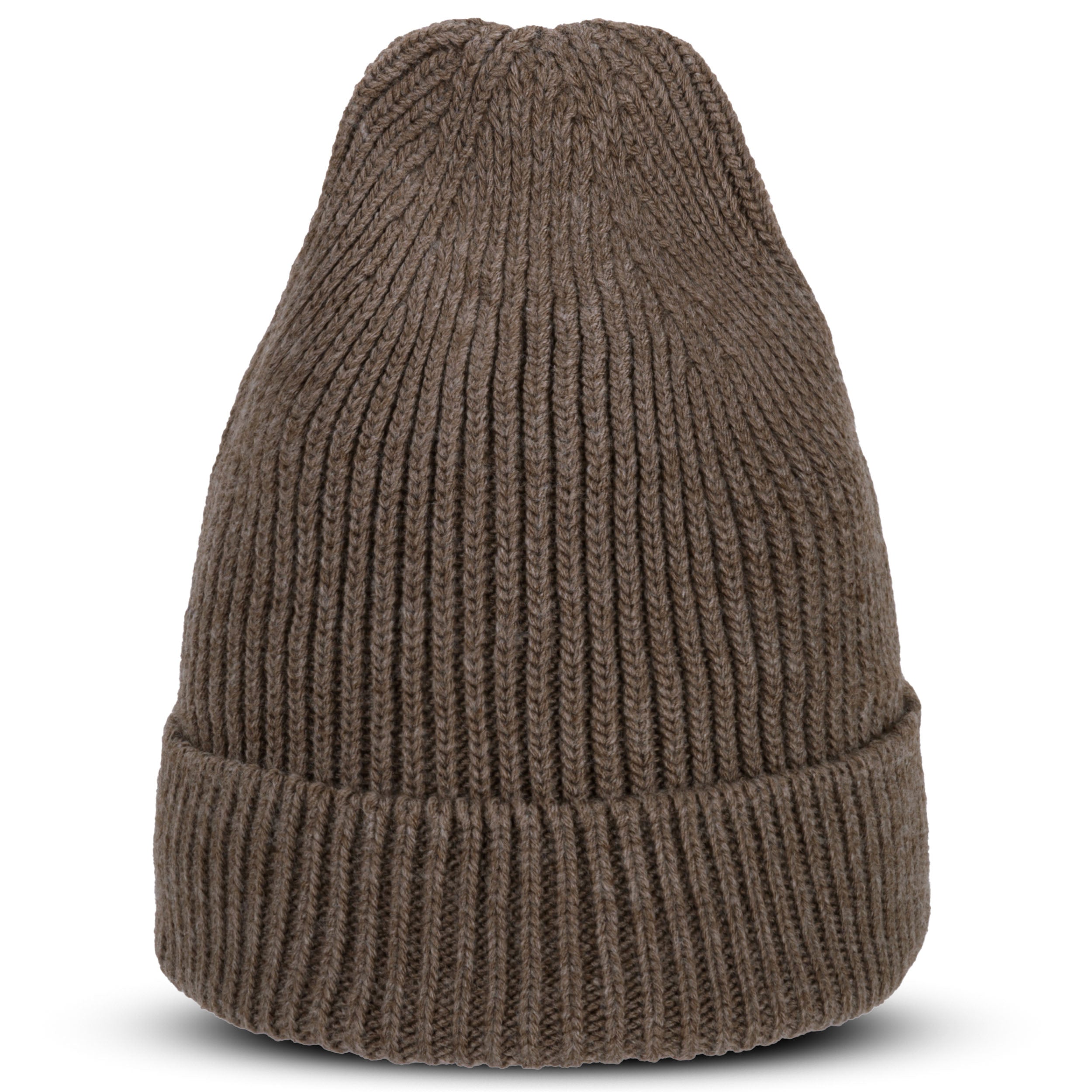 Braune gestrickte Damen-Beanie-Mütze Luna mit Umschlag