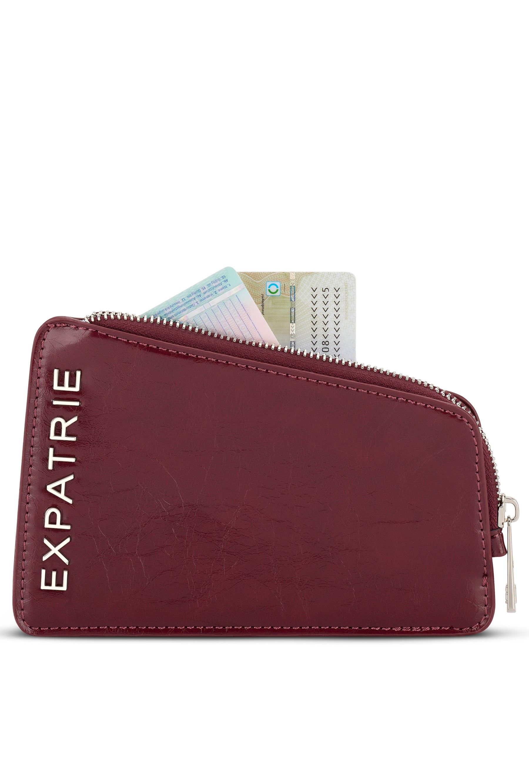 Rotes HOLLY Portemonnaie für Damen mit Reißverschluss und 'EXPATRIE' Logo