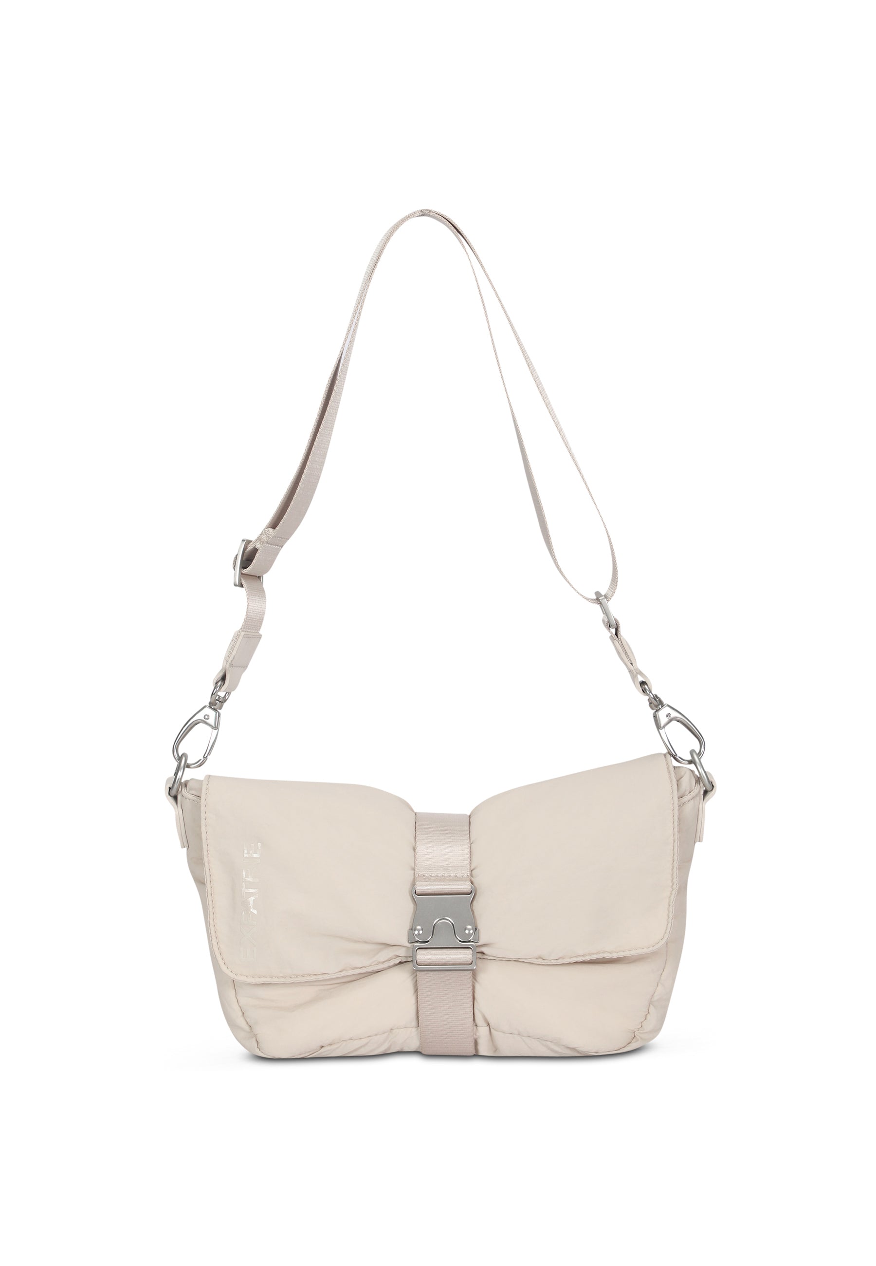 Beige gepolsterte BOBBY Handtasche mit verstellbarem Schulterriemen und Metallverschluss