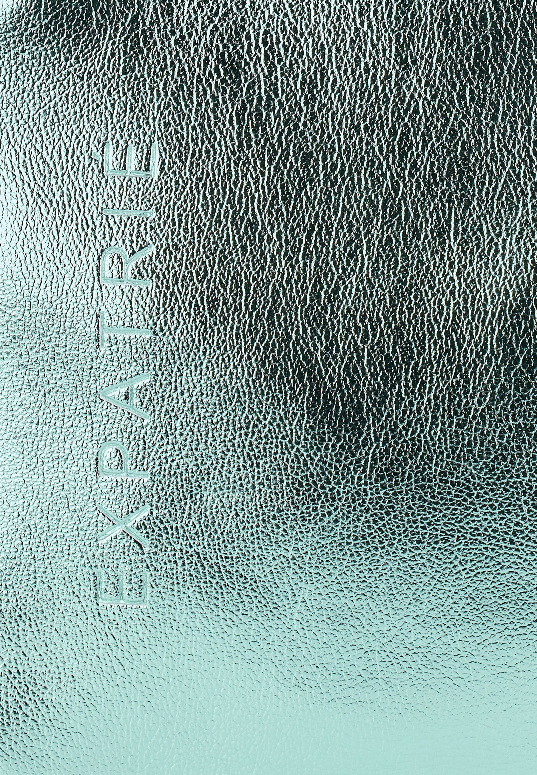 Grüne metallicfarbene Schultertasche von Expatrié mit eingraviertem Schriftzug 'EXPATRIÉ'