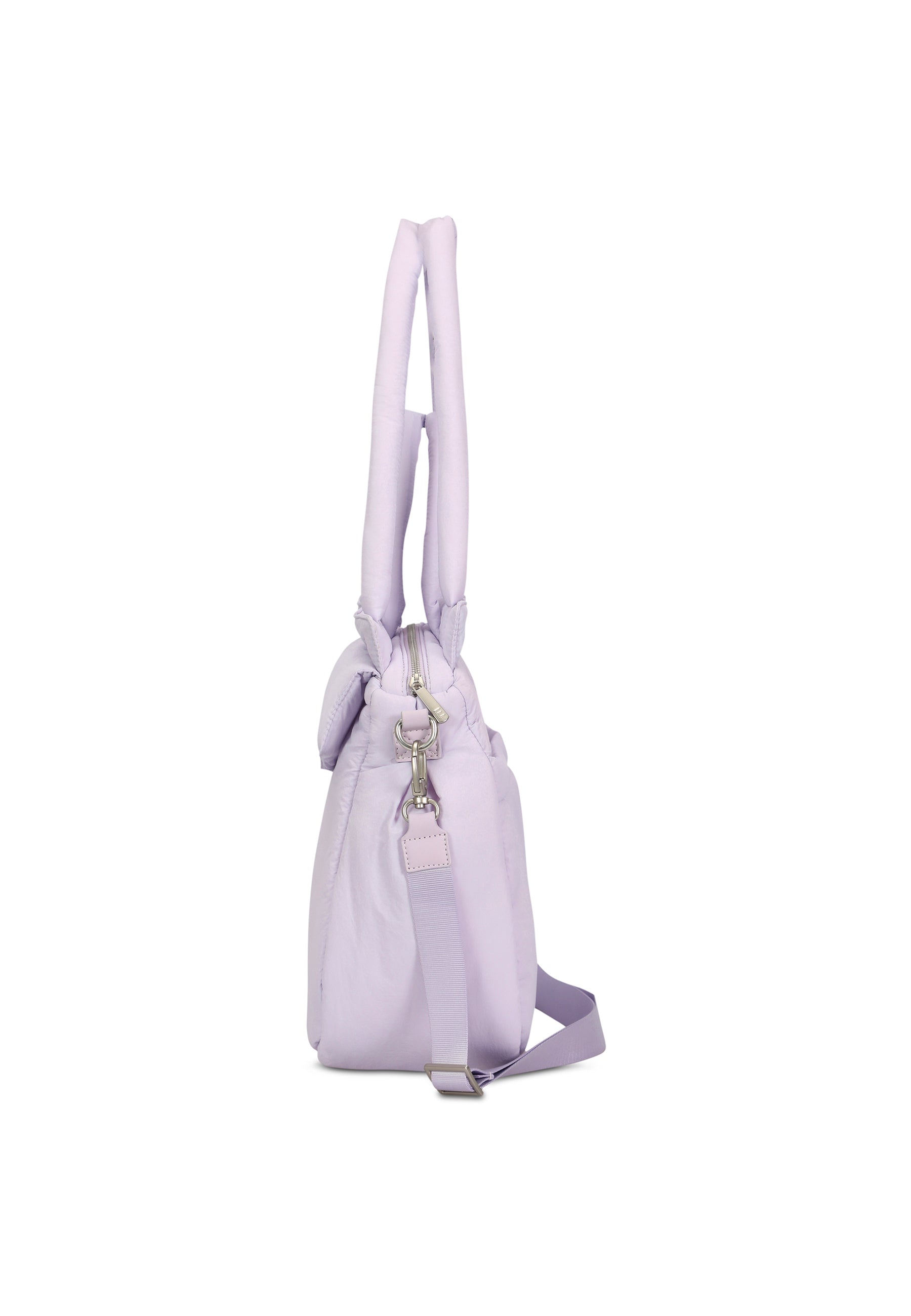 POPPY Shopper Tasche in fliederfarben mit langen gepolsterten Griffen und verstellbarem Schulterriemen