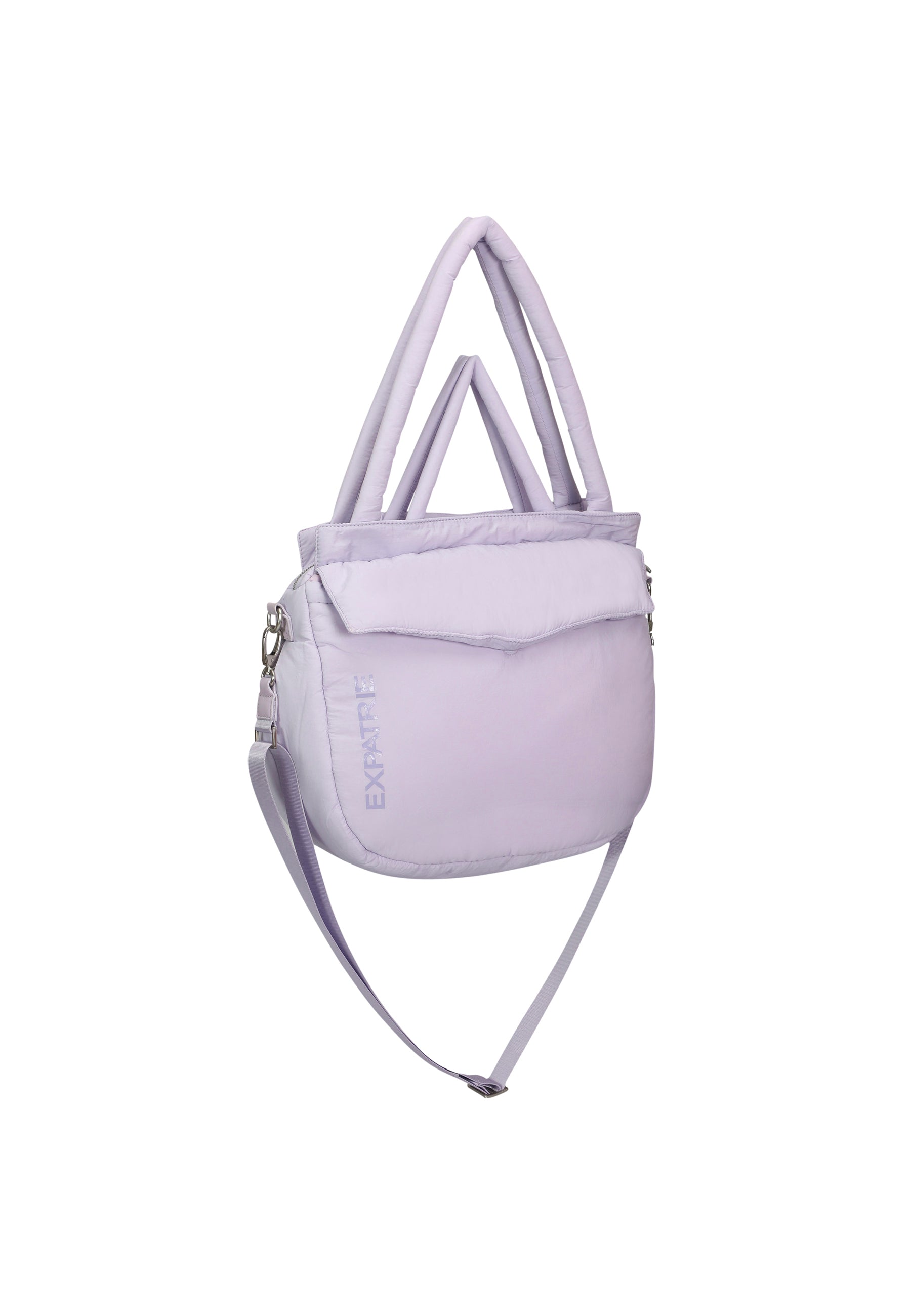 Fliederviolette POPPY Shopper Tasche mit zwei kurzen Henkeln und einem langen Schulterriemen