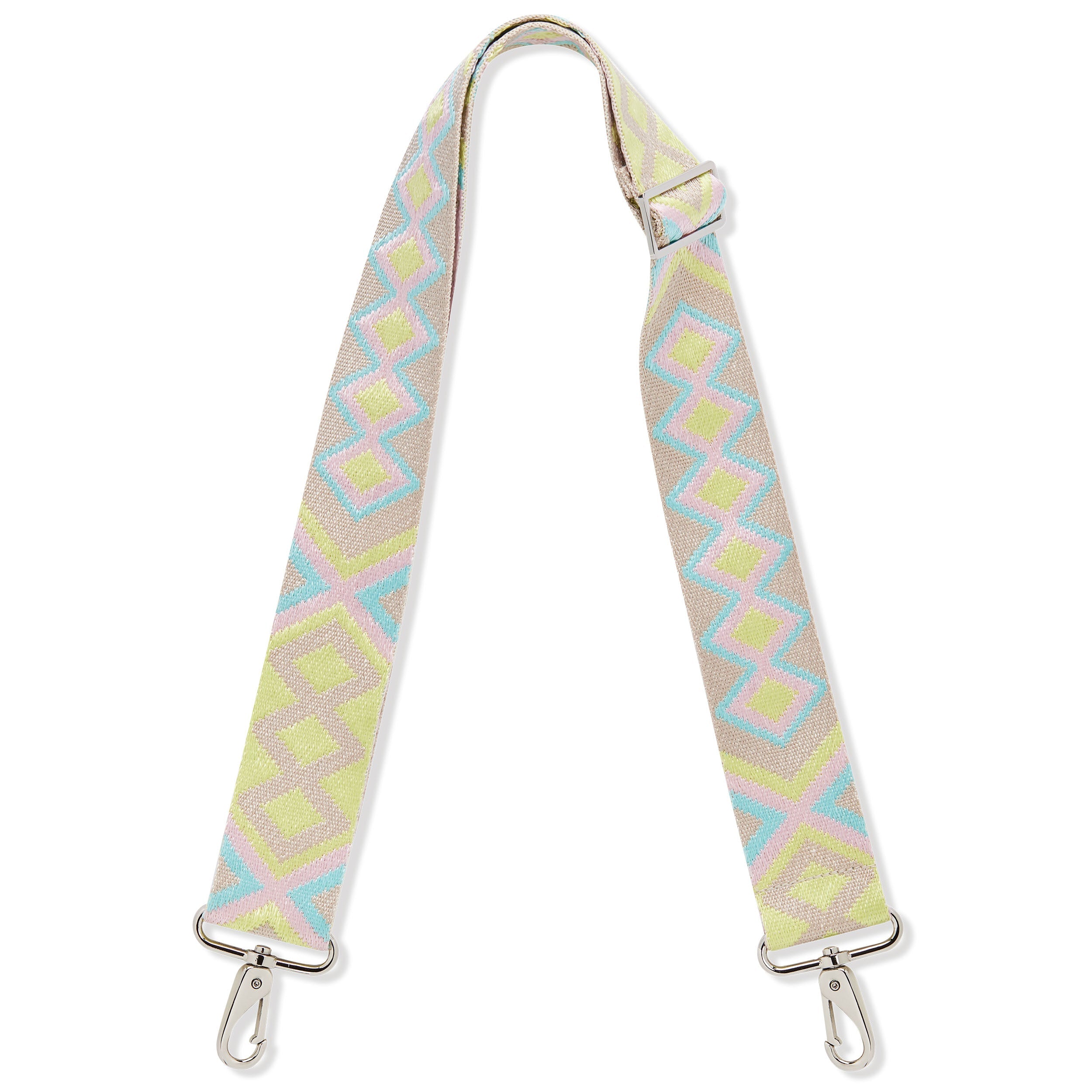 Verstellbarer Ethno-Tragegurt 'Strap Jeanne Ethno' mit geometrischem Muster in Pastellfarben