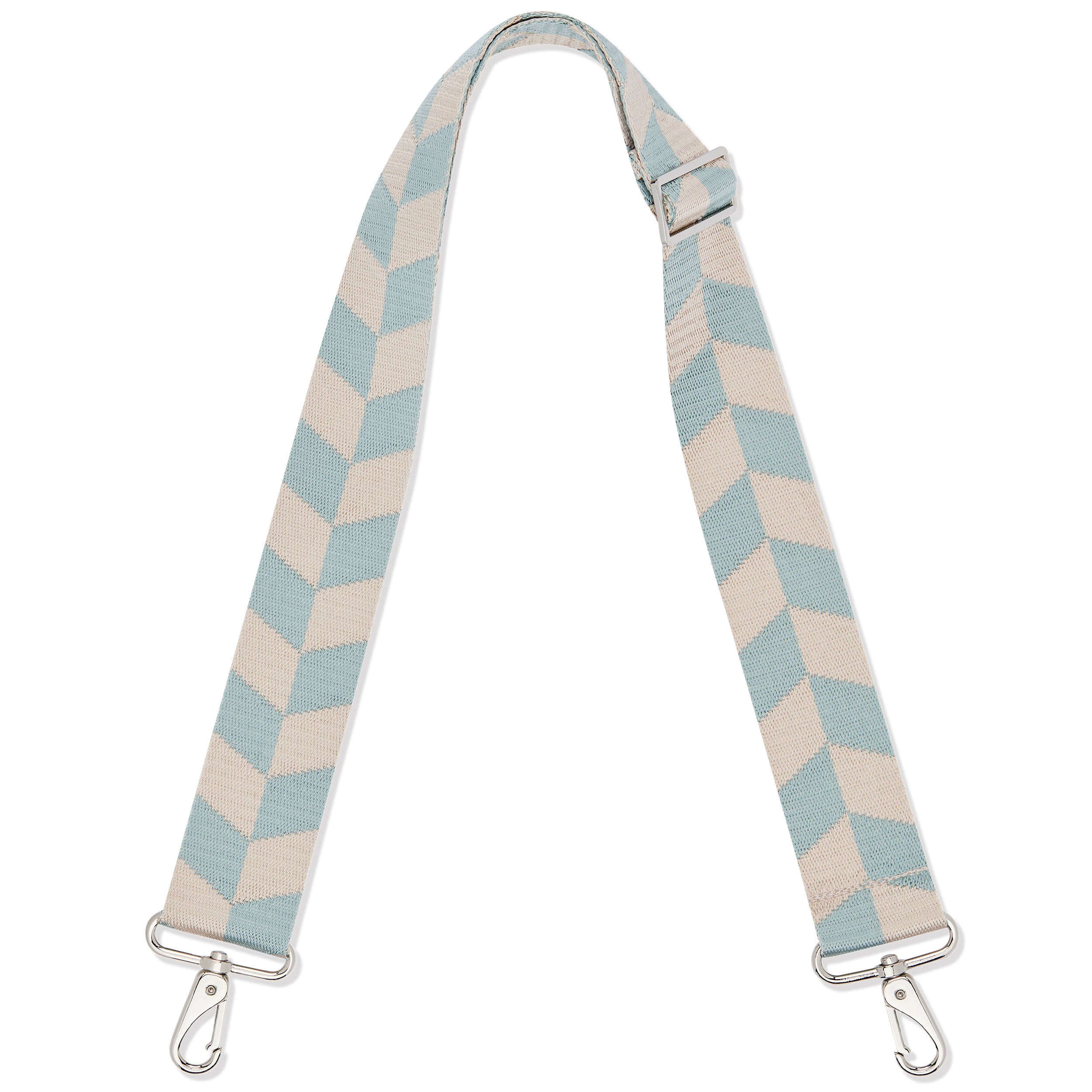 Abnehmbarer Schultergurt Jeanne Heringbone in Blau und Beige mit Karabinerhaken