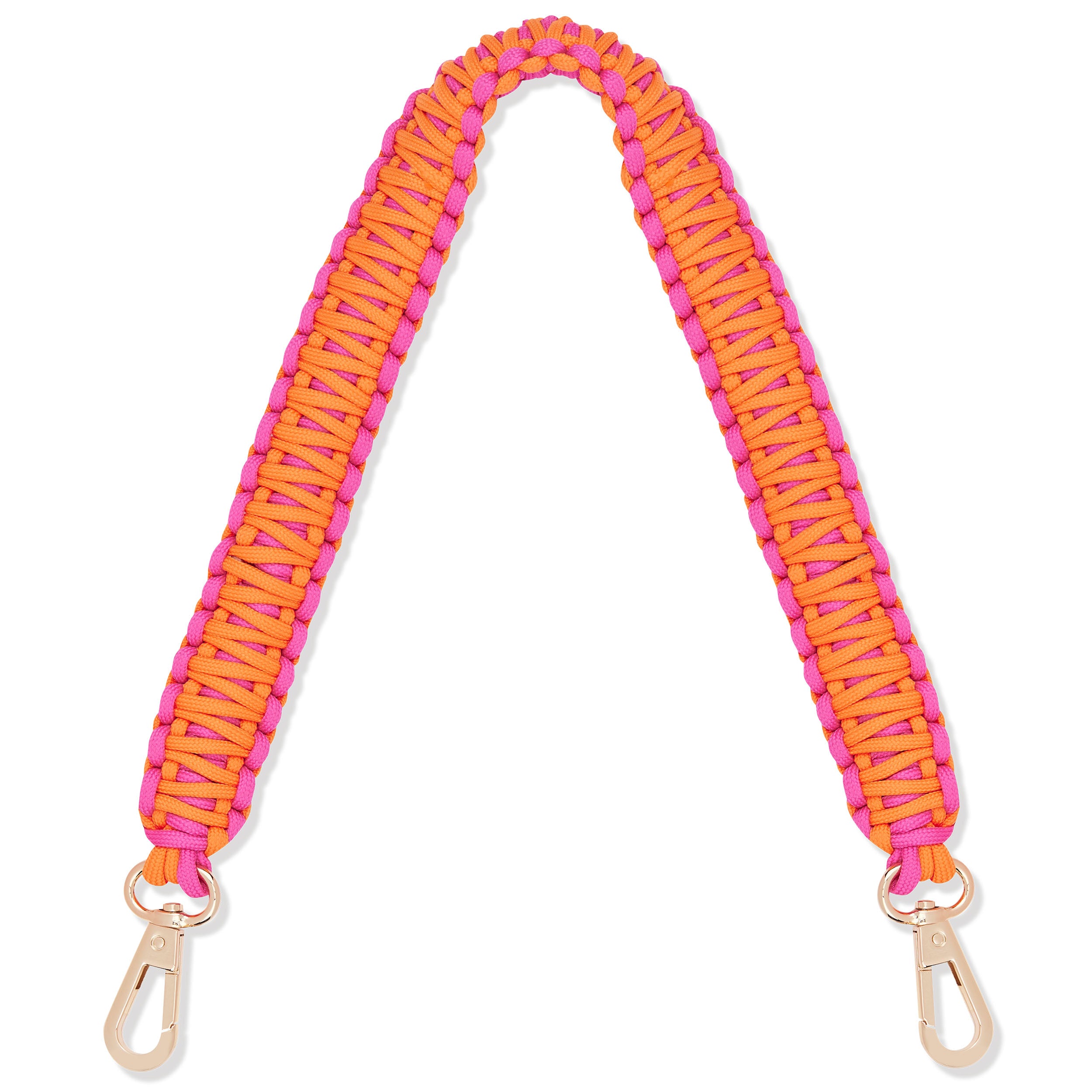 Gepolsterter Schultergurt 'Strap Yasmine' in orange und pink mit goldfarbenen Karabinern